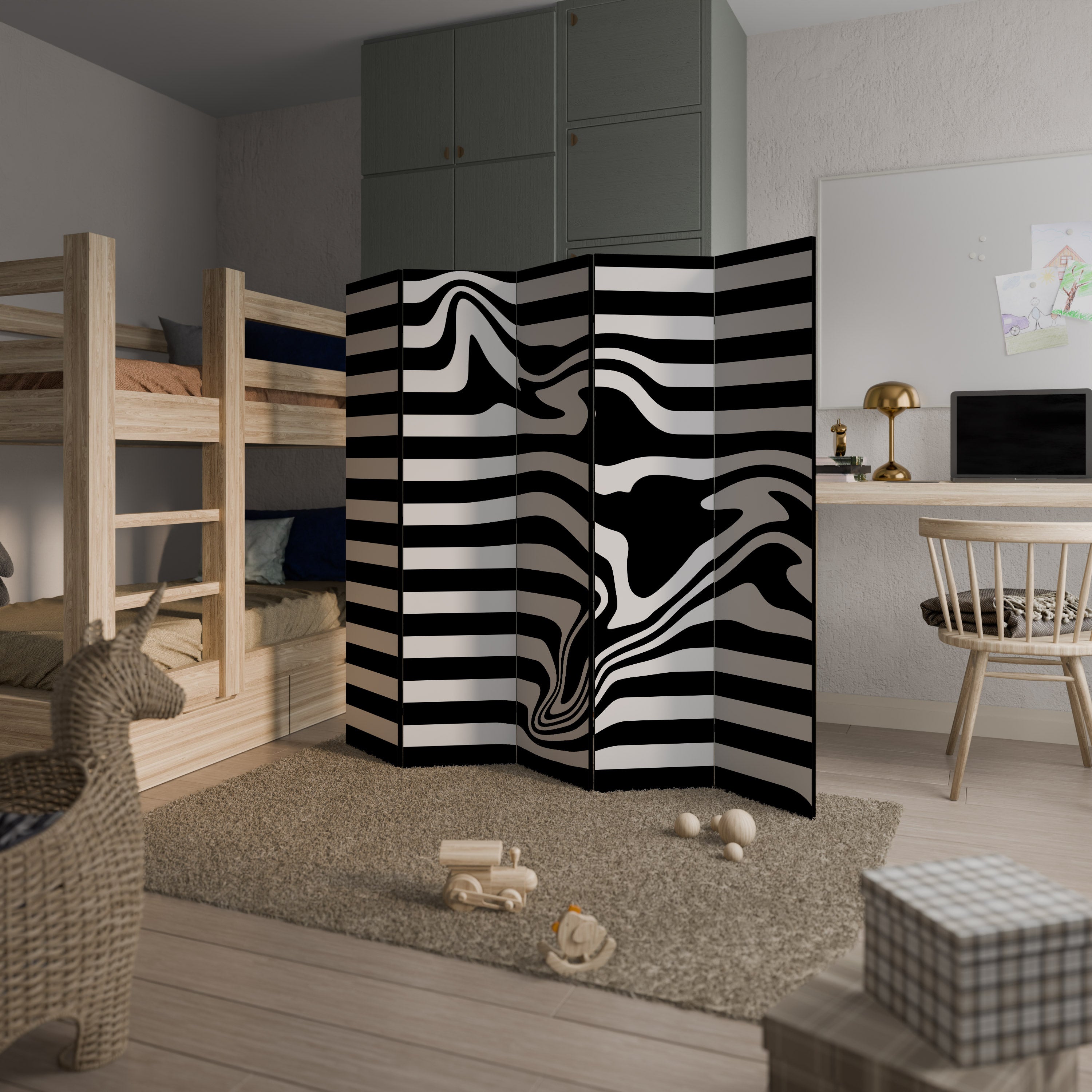 POLYLINE FUZZY 5-Panel Room Divider