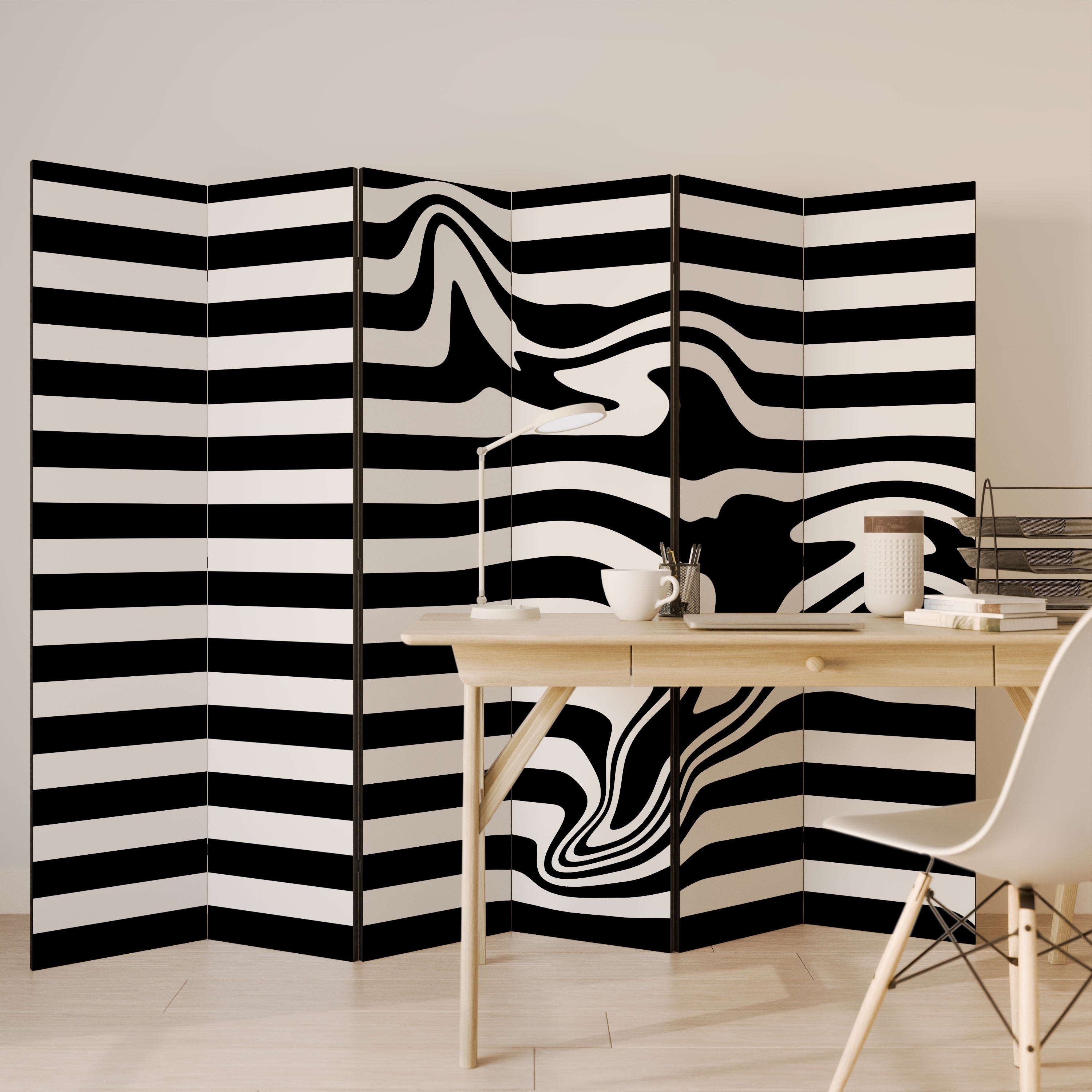 POLYLINE FUZZY 6-Panel Room Divider