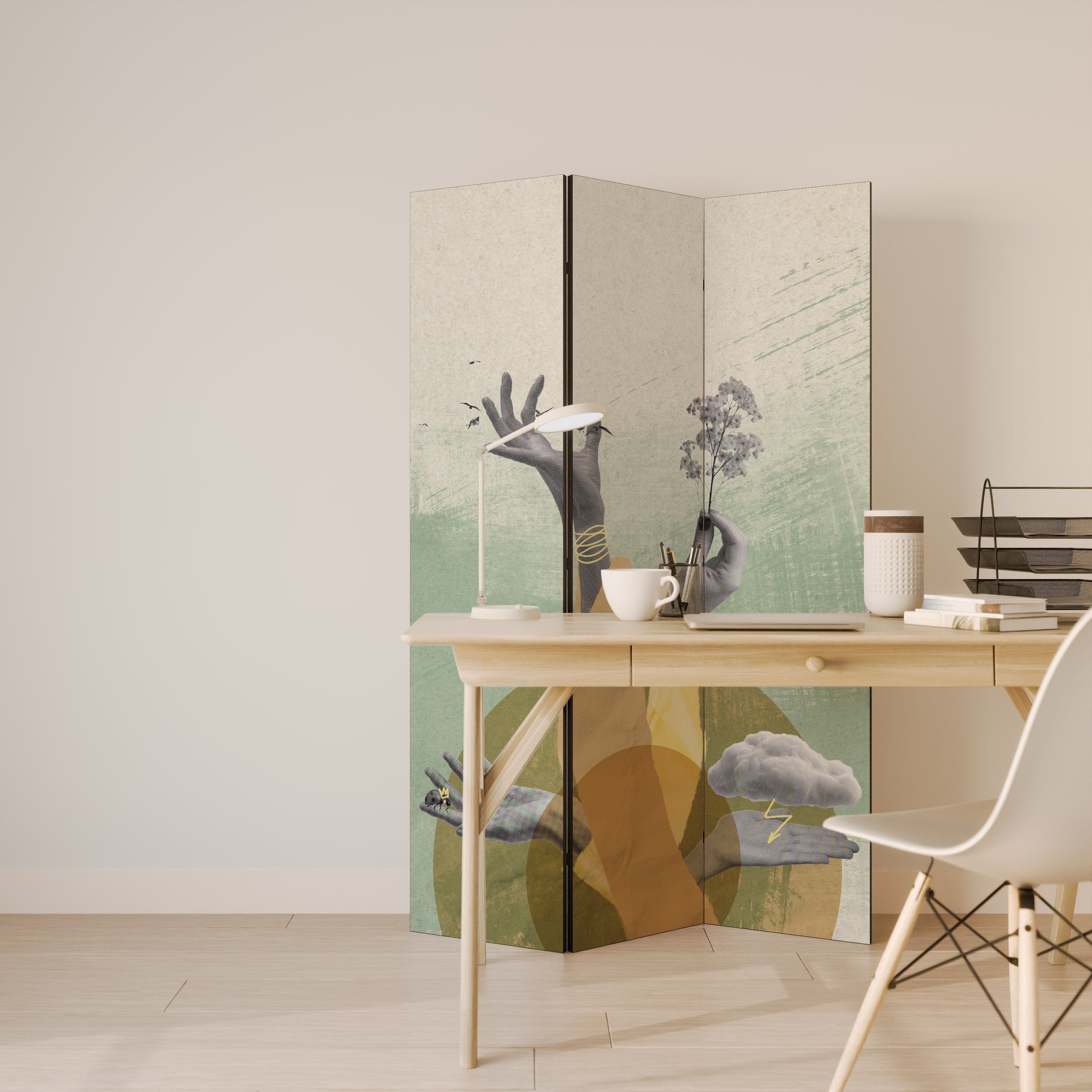 EARTH ELEMENTS Decorative 3-Panel Room Divider