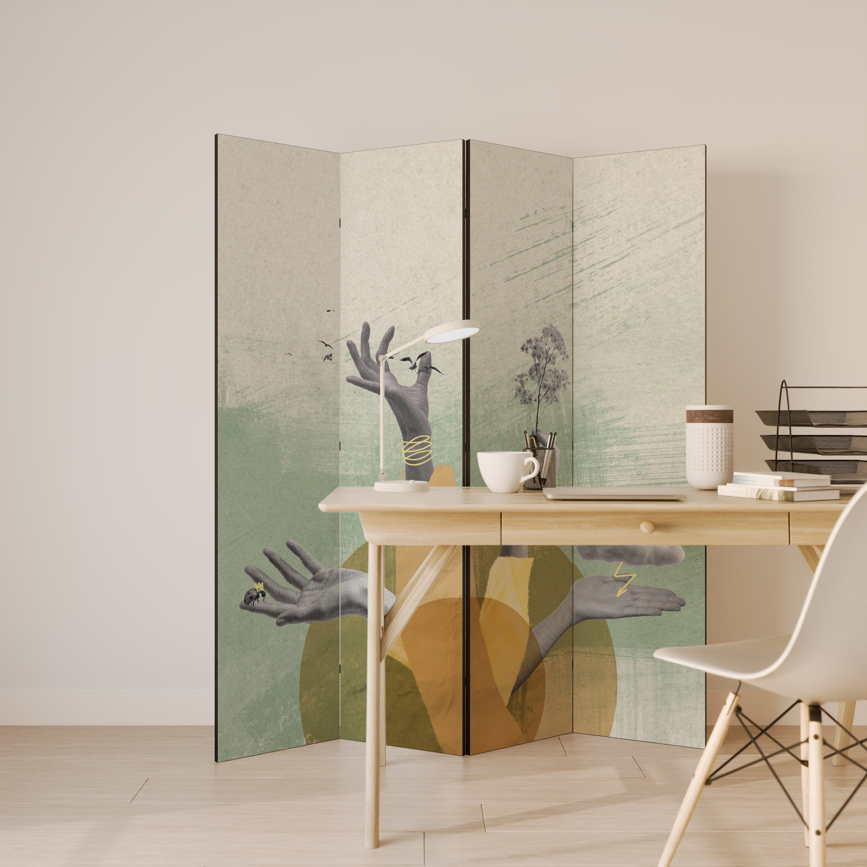EARTH ELEMENTS 4-Panel Room Divider