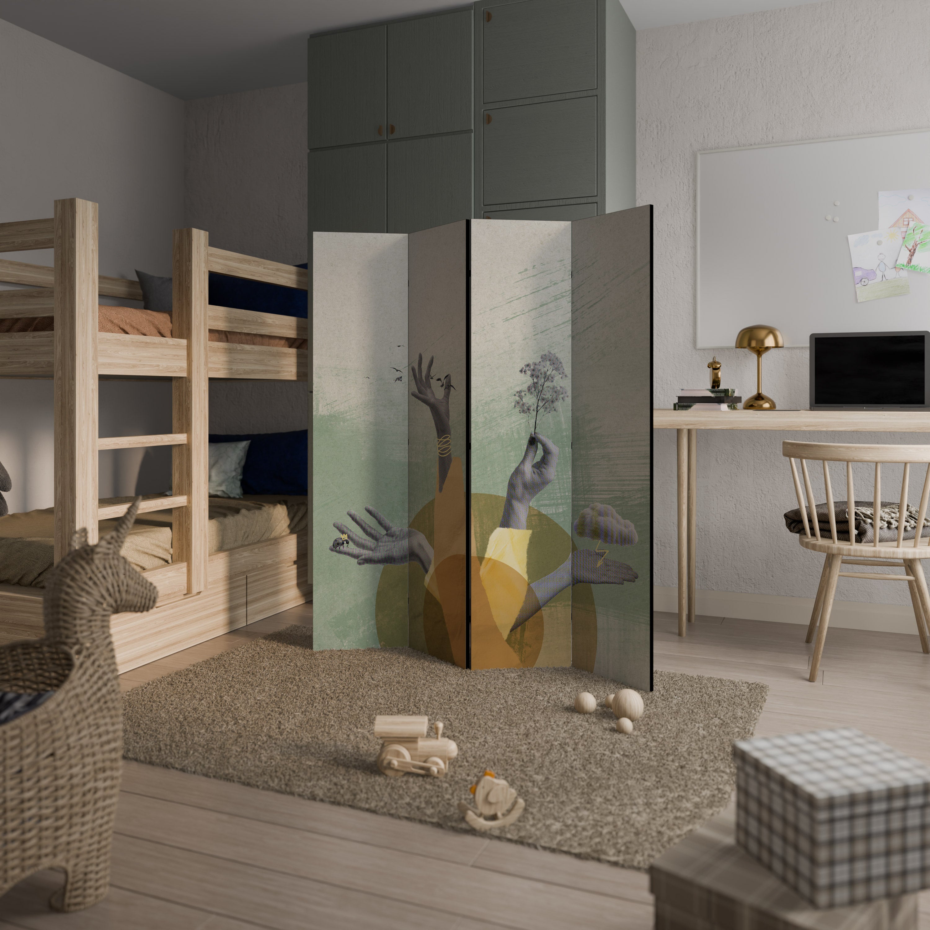 EARTH ELEMENTS 4-Panel Room Divider