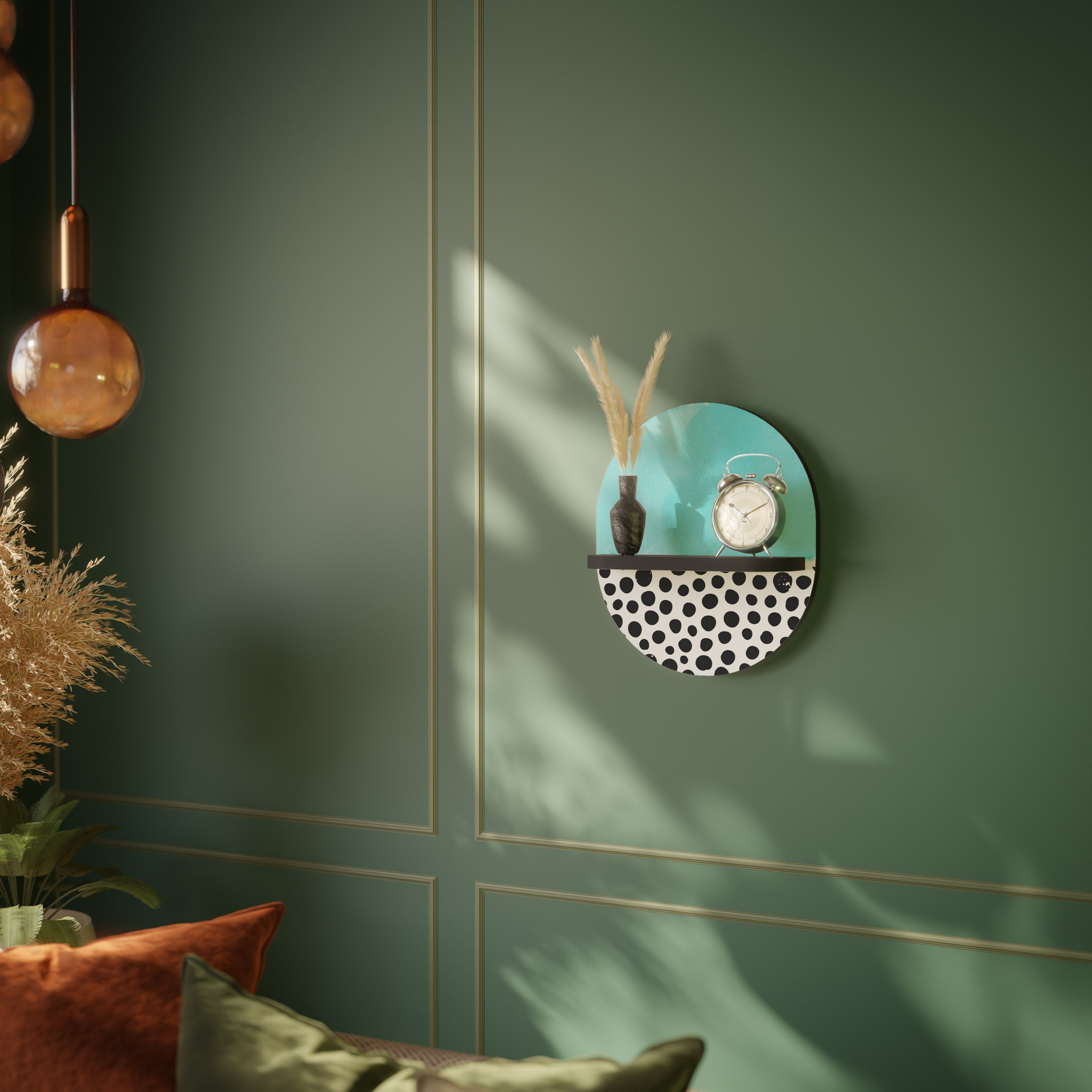 AZURE TREASURE Oval Art Shelf In Black Finish