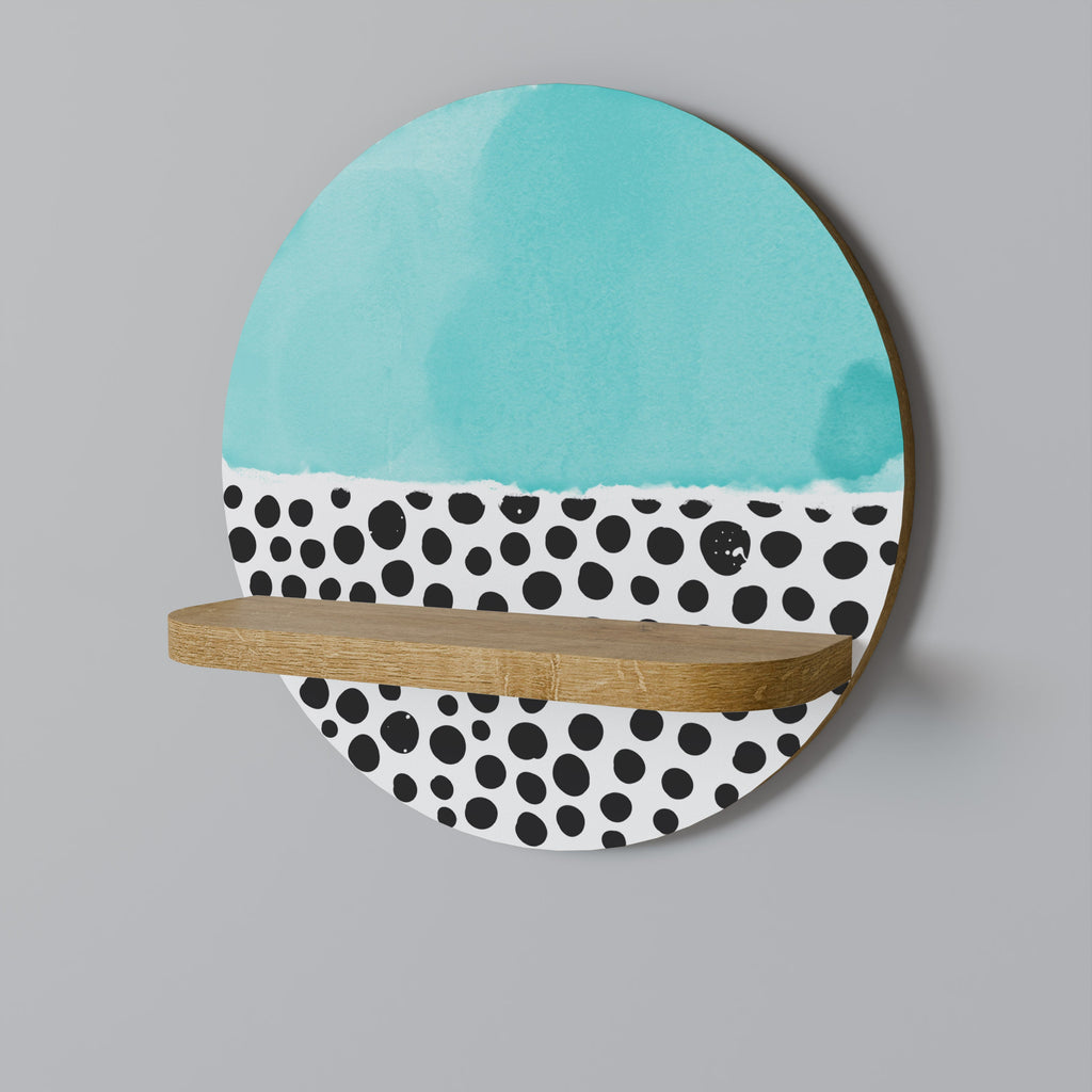 Étagère d'art ronde AZURE TREASURE effet chêne