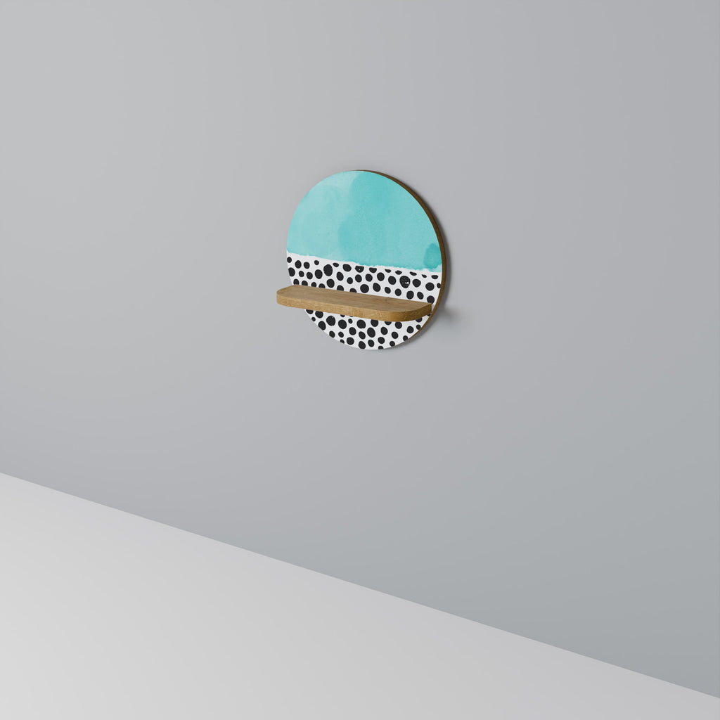 Étagère d'art ronde AZURE TREASURE effet chêne