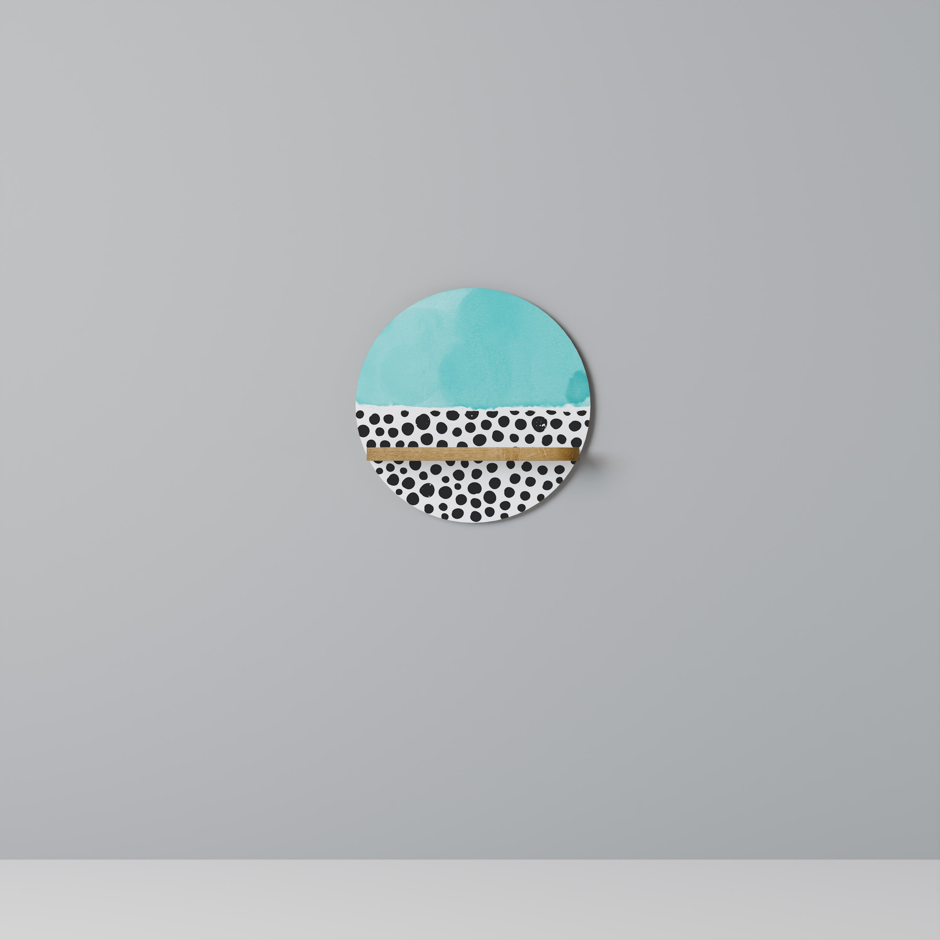 Étagère d'art ronde AZURE TREASURE effet chêne