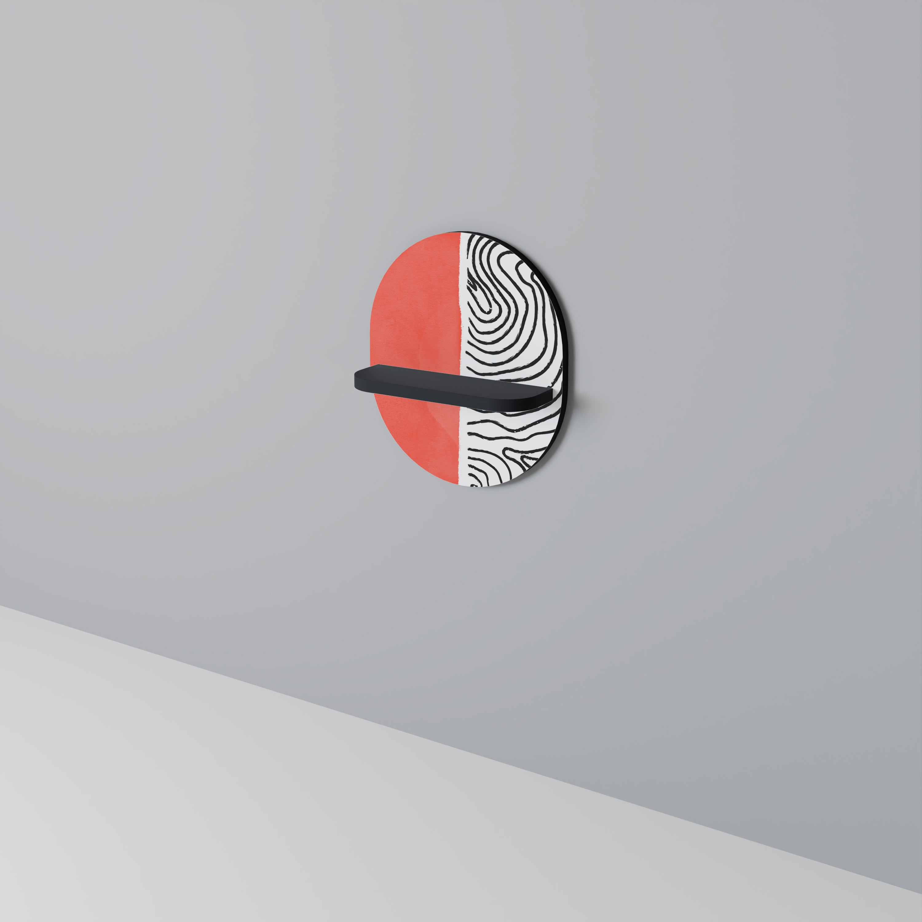 ORANGEY TREASURE Oval Art Shelf In Black Finish