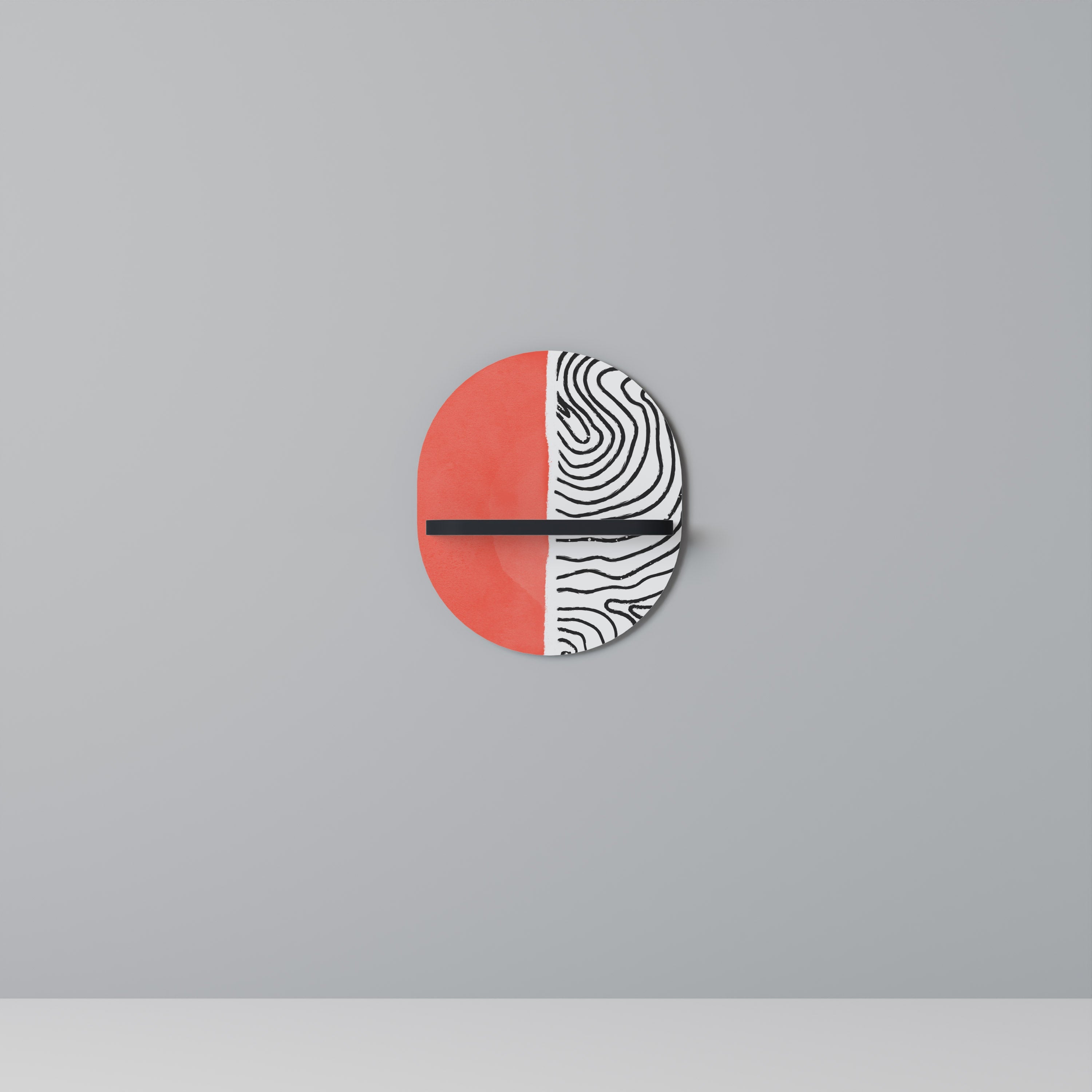 ORANGEY TREASURE Oval Art Shelf In Black Finish