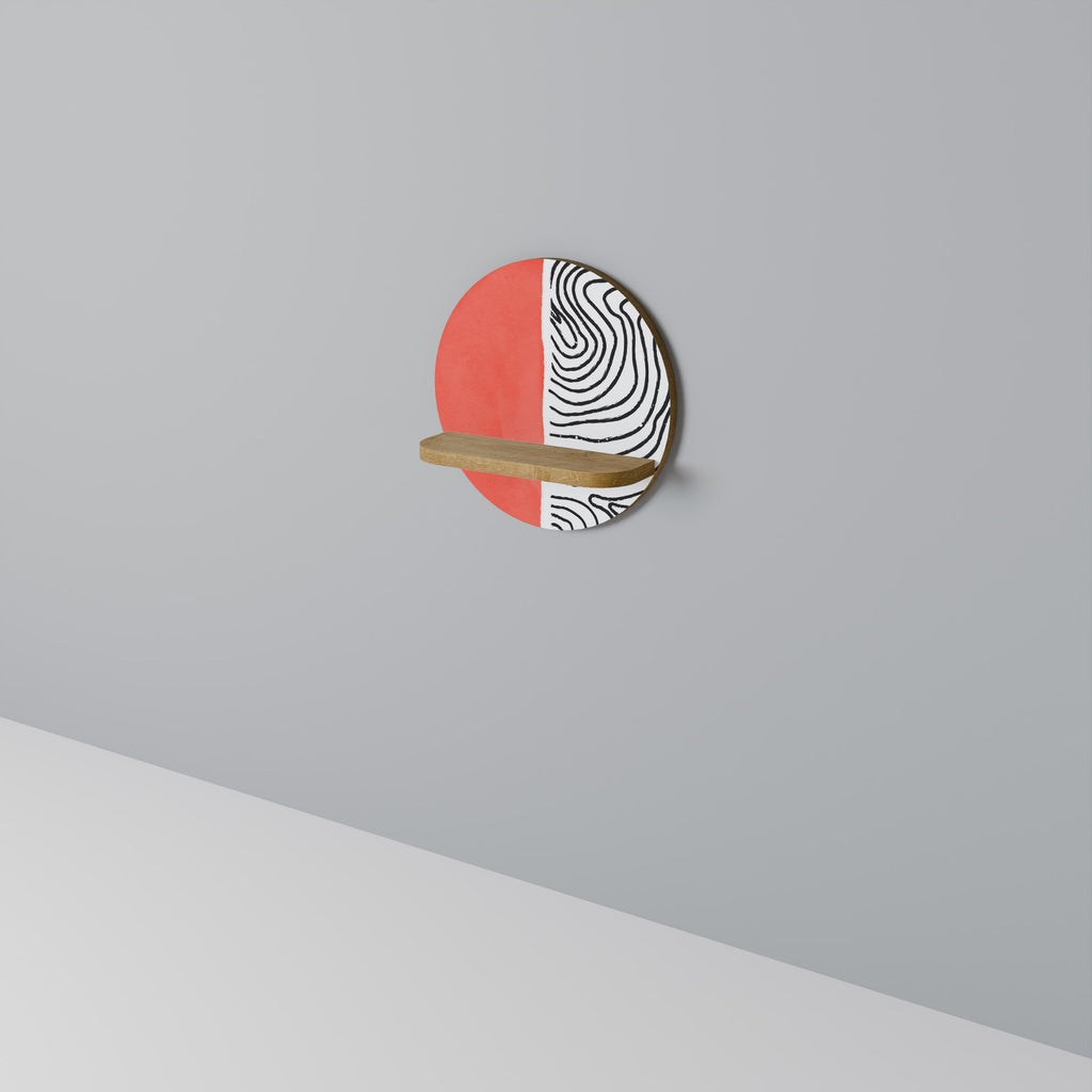 Étagère d'art ronde ORANGEY TREASURE effet chêne