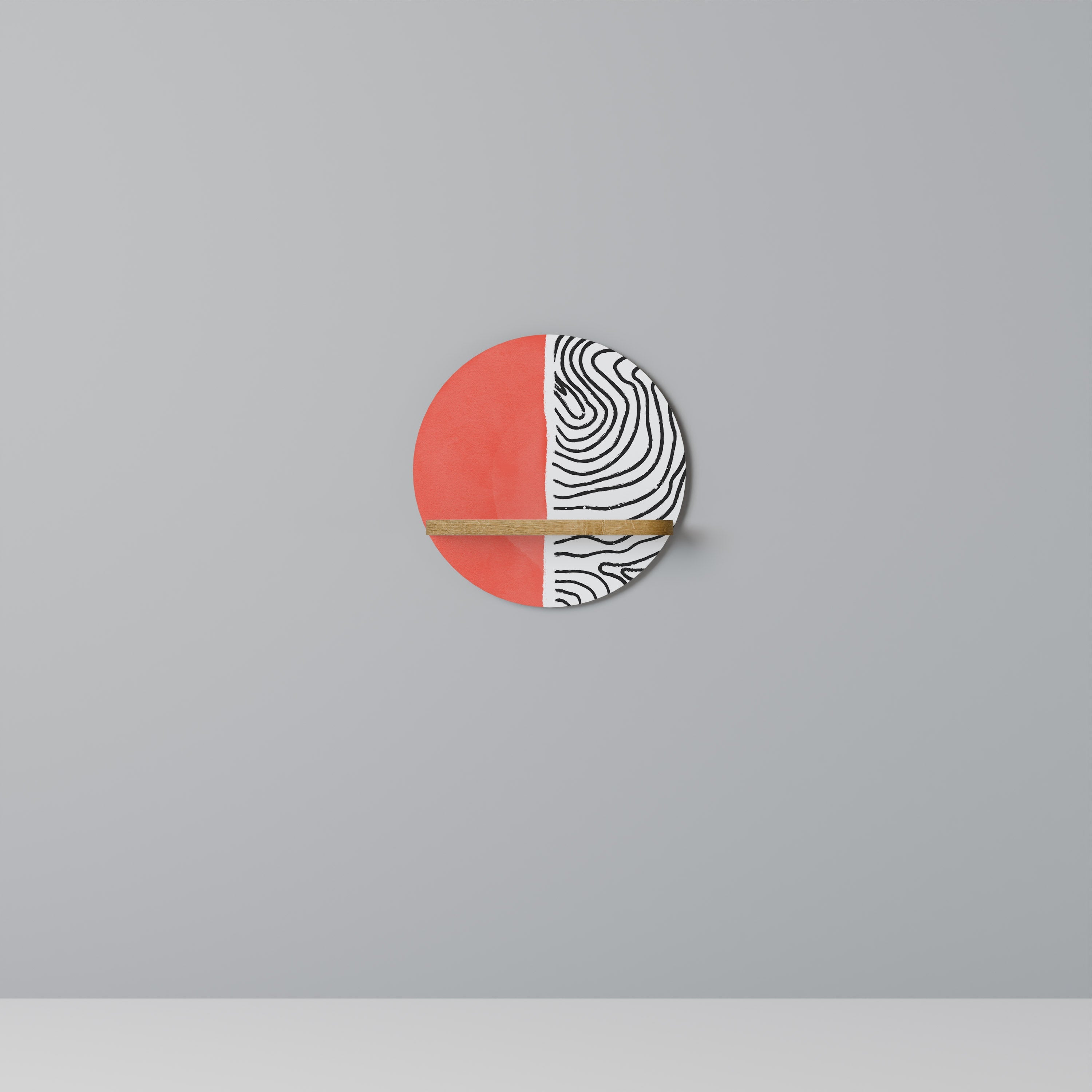 Étagère d'art ronde ORANGEY TREASURE effet chêne