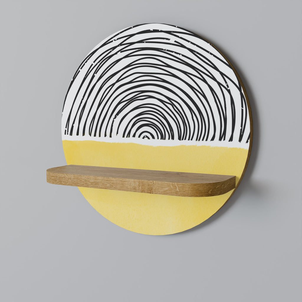 Étagère d'art ronde SUNNY TREASURE effet chêne