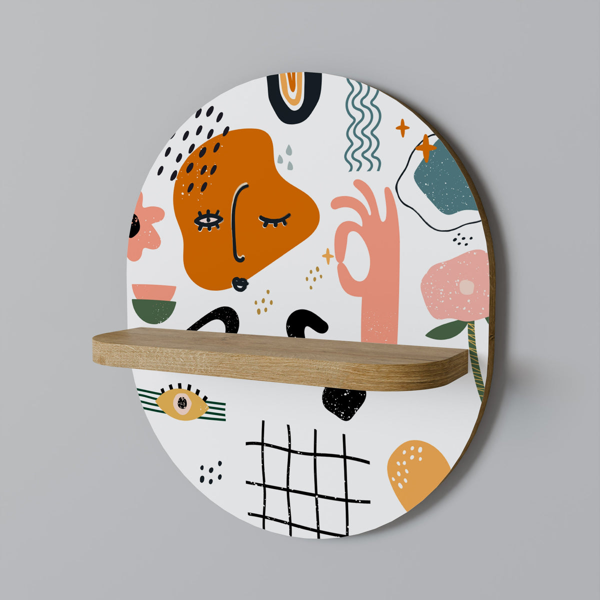 Étagère d'art ovale MATISSE WHIMSY effet chêne