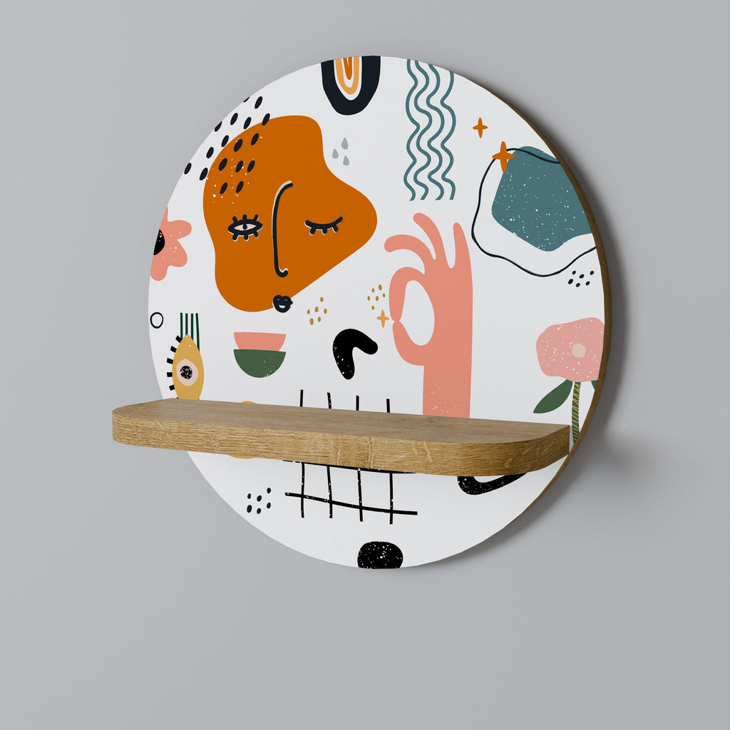 Étagère d'art ronde MATISSE WHIMSY effet chêne