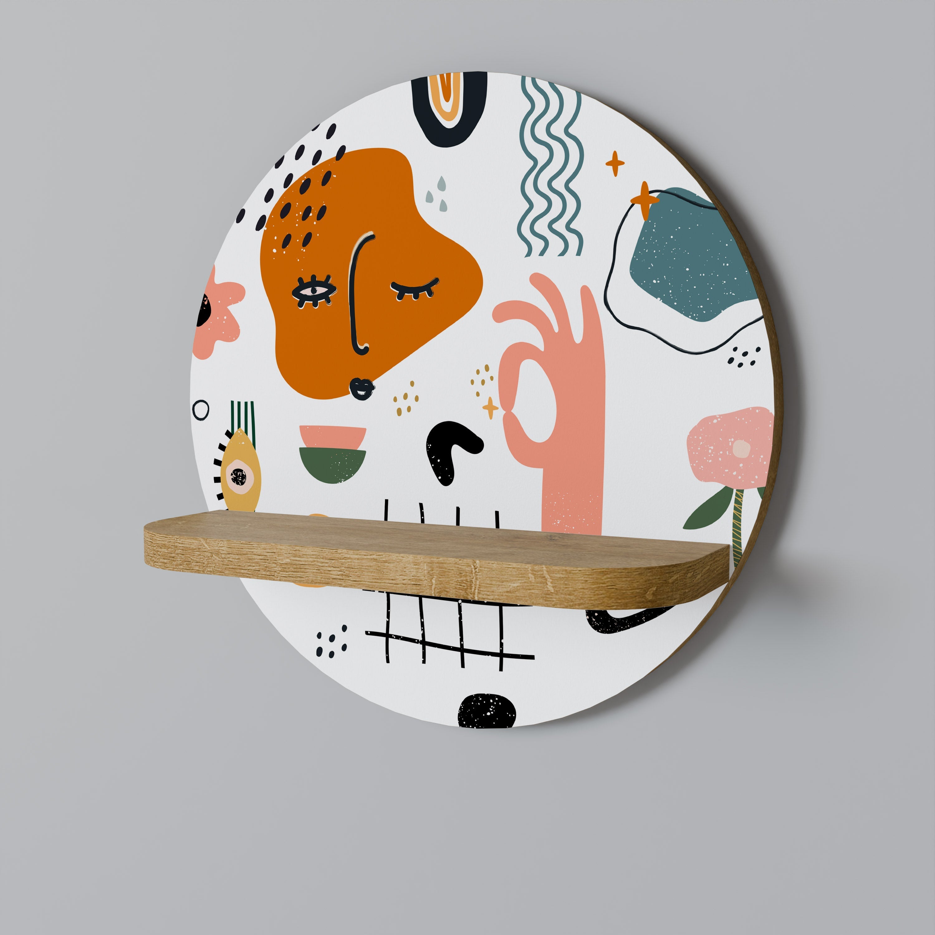 Étagère d'art ronde MATISSE WHIMSY effet chêne