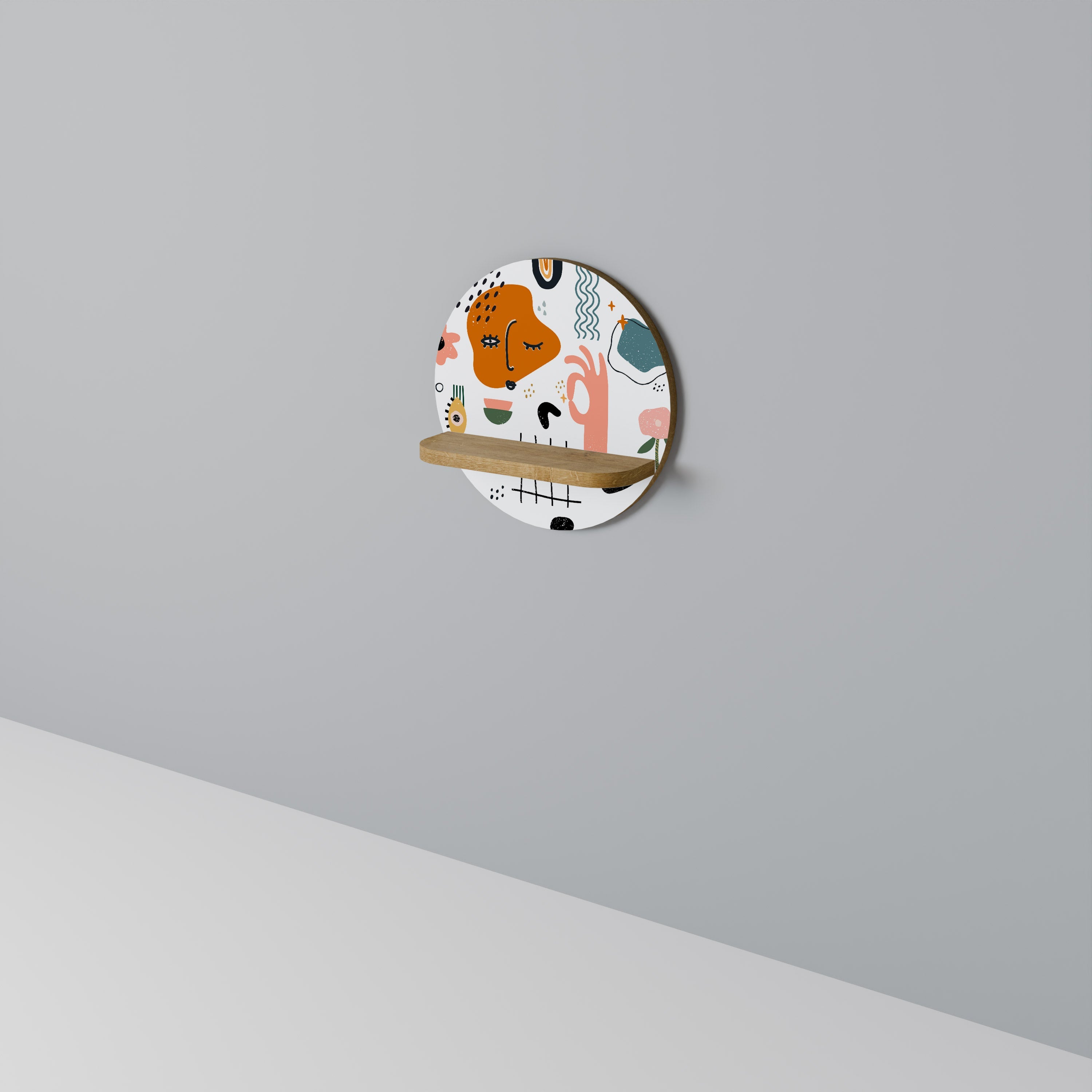 Étagère d'art ronde MATISSE WHIMSY effet chêne