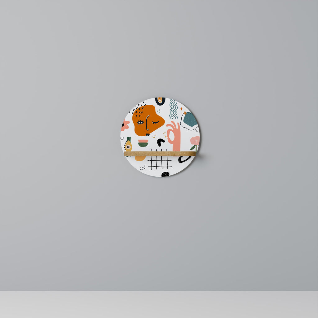 Étagère d'art ronde MATISSE WHIMSY effet chêne