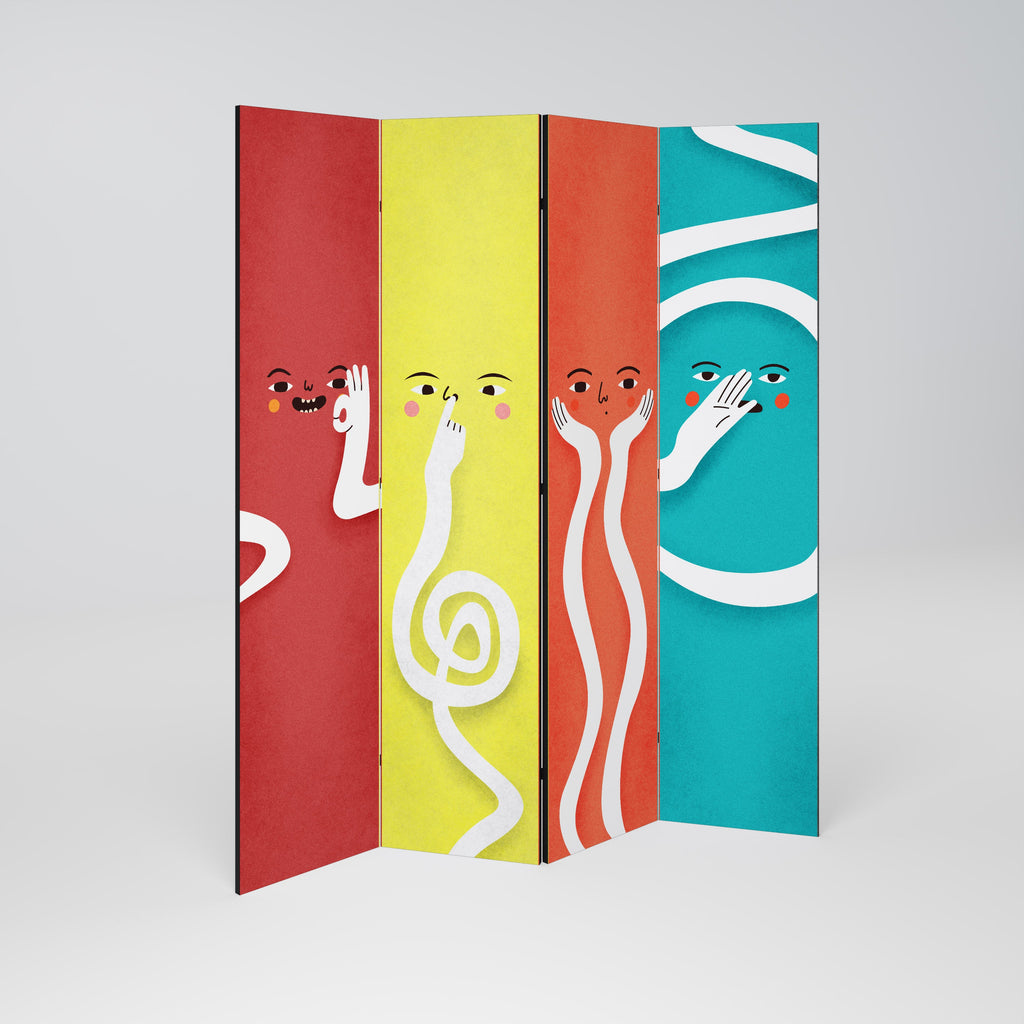 LIVELY FEATURES Decorative 4-Panel Room Divider