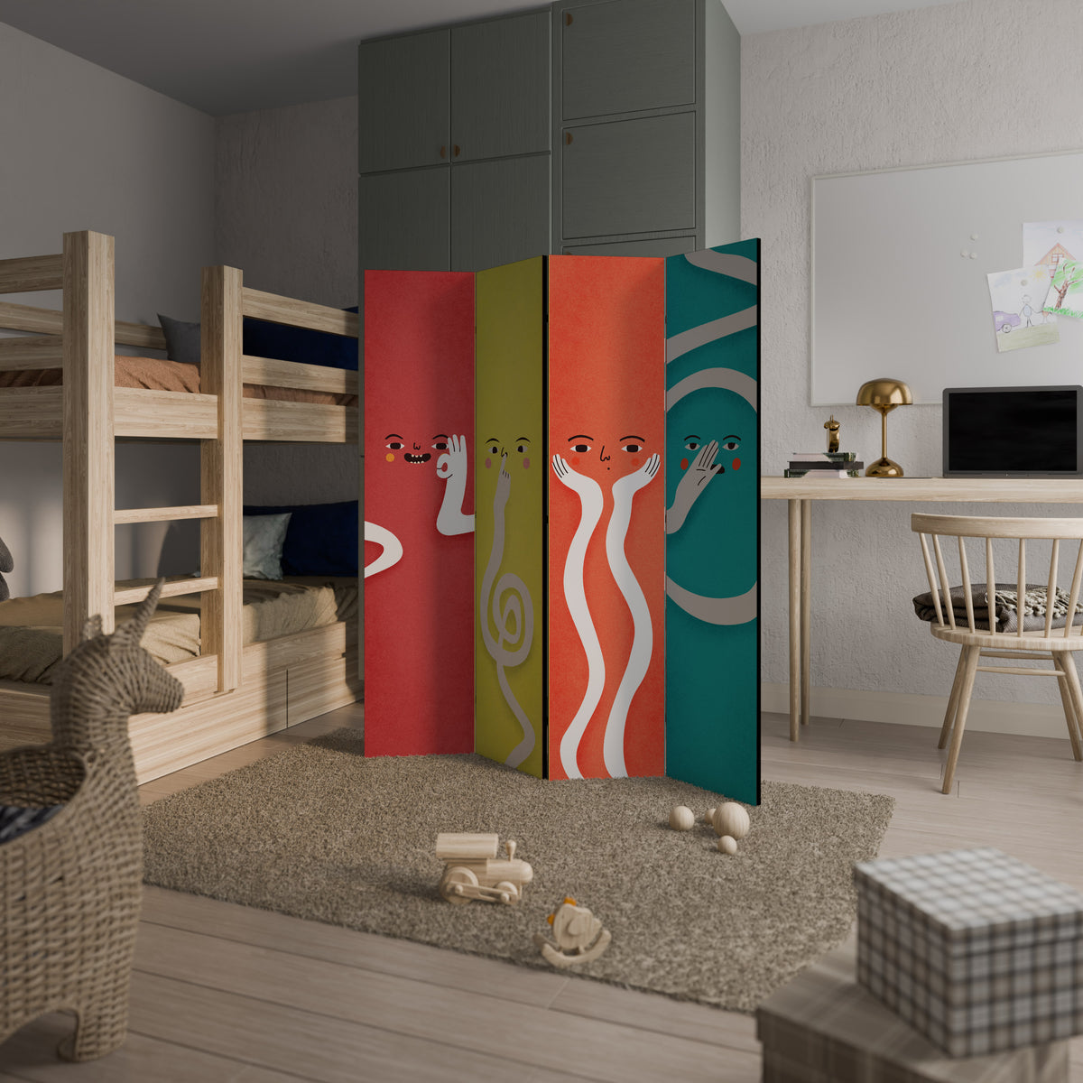 LIVELY FEATURES 4-Panel Room Divider