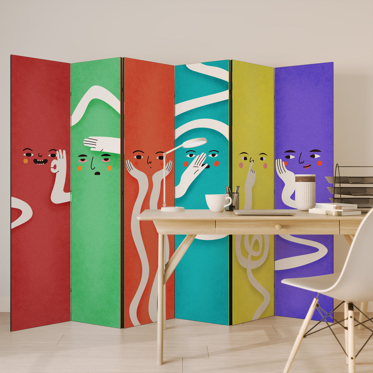 LIVELY FEATURES 6-Panel Room Divider