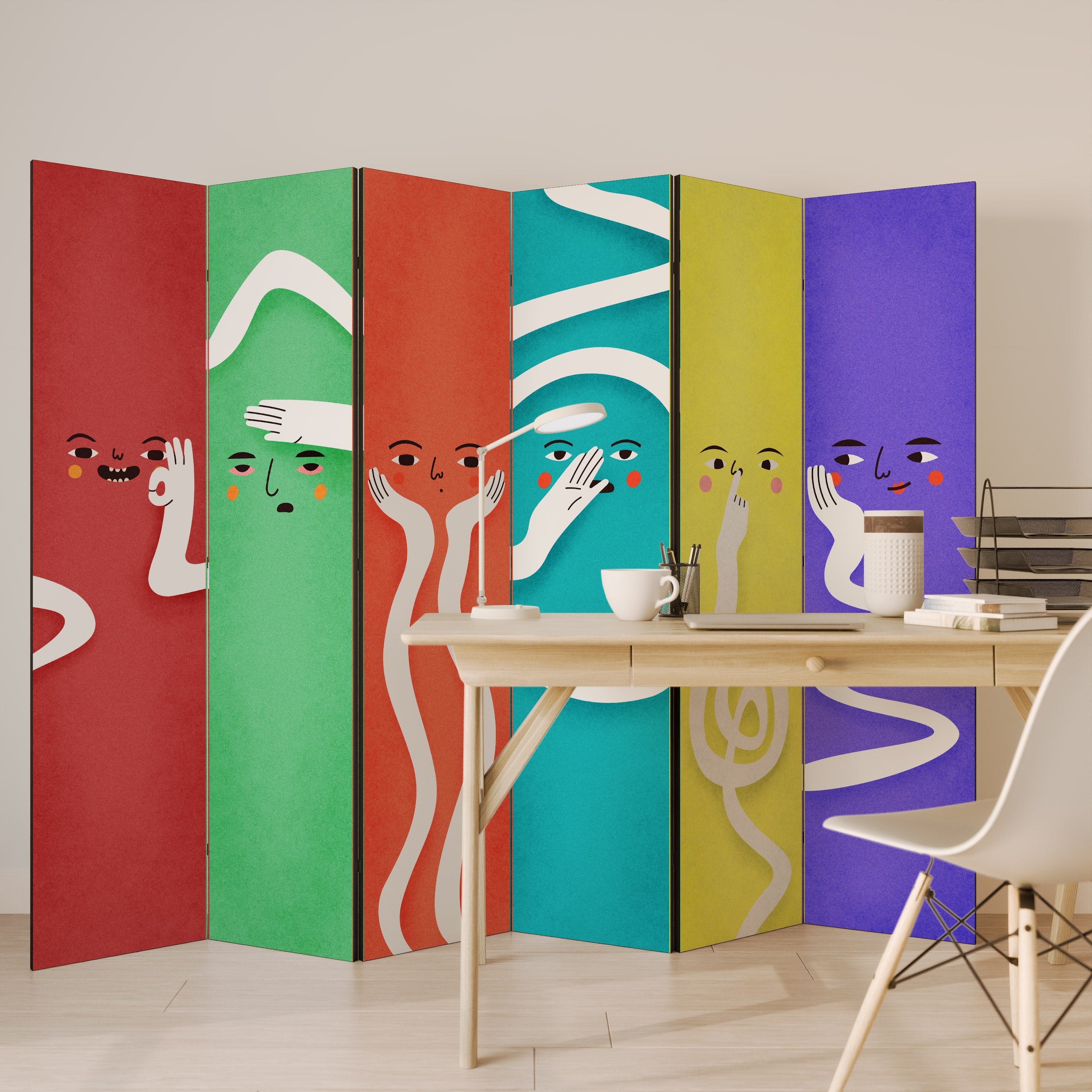 LIVELY FEATURES Decorative 6-Panel Room Divider