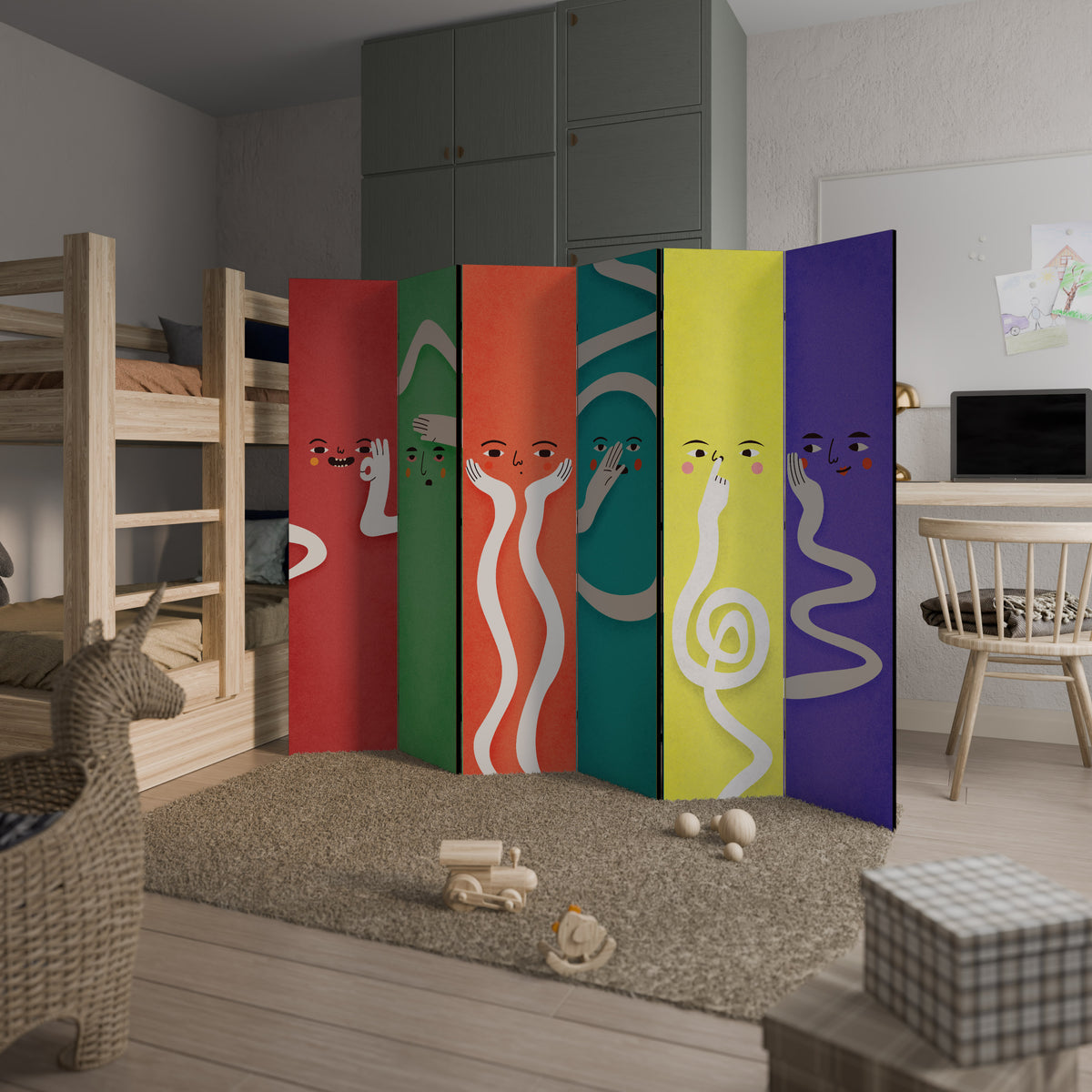 LIVELY FEATURES 6-Panel Room Divider