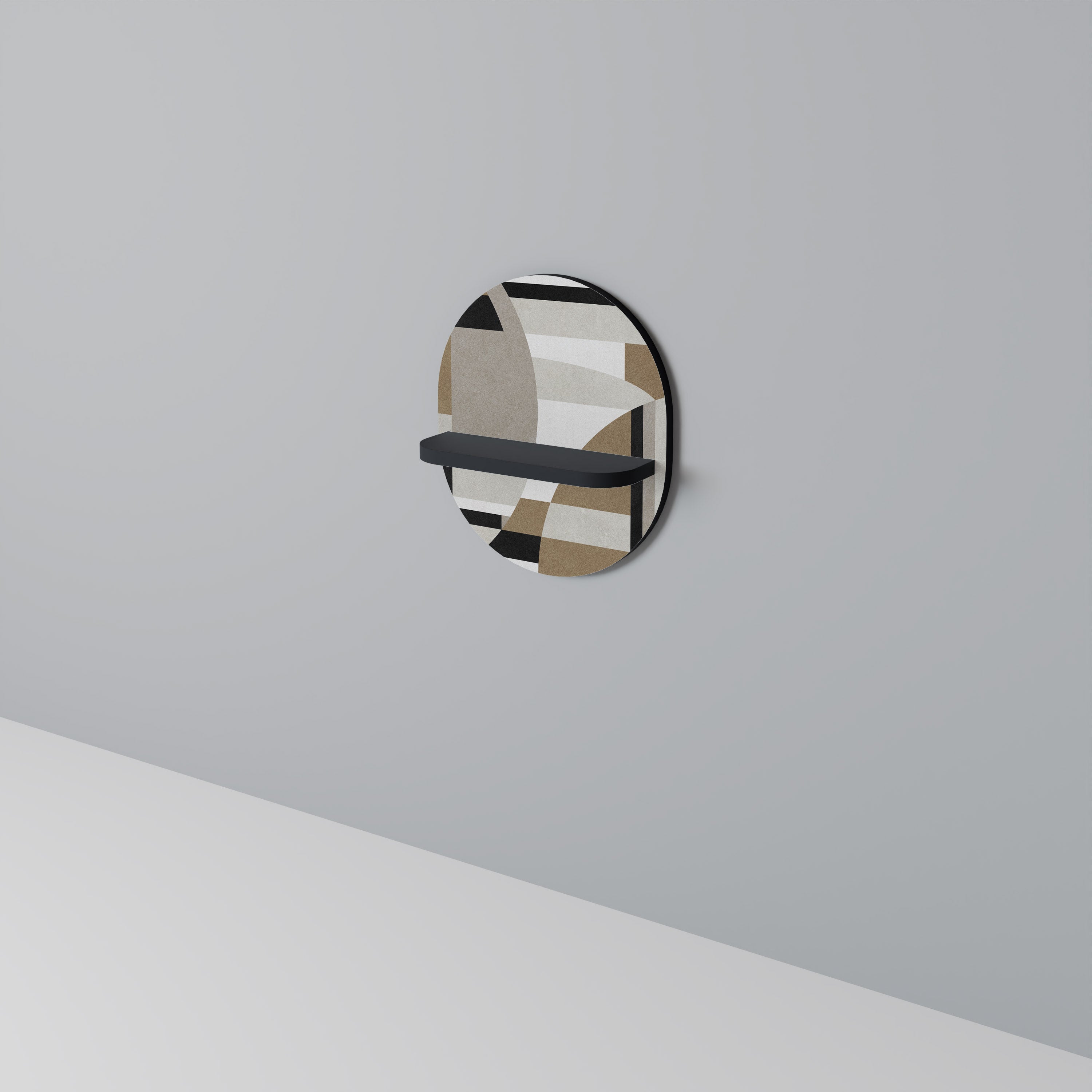 DELICATE MEMENTO Oval Art Shelf In Black Finish