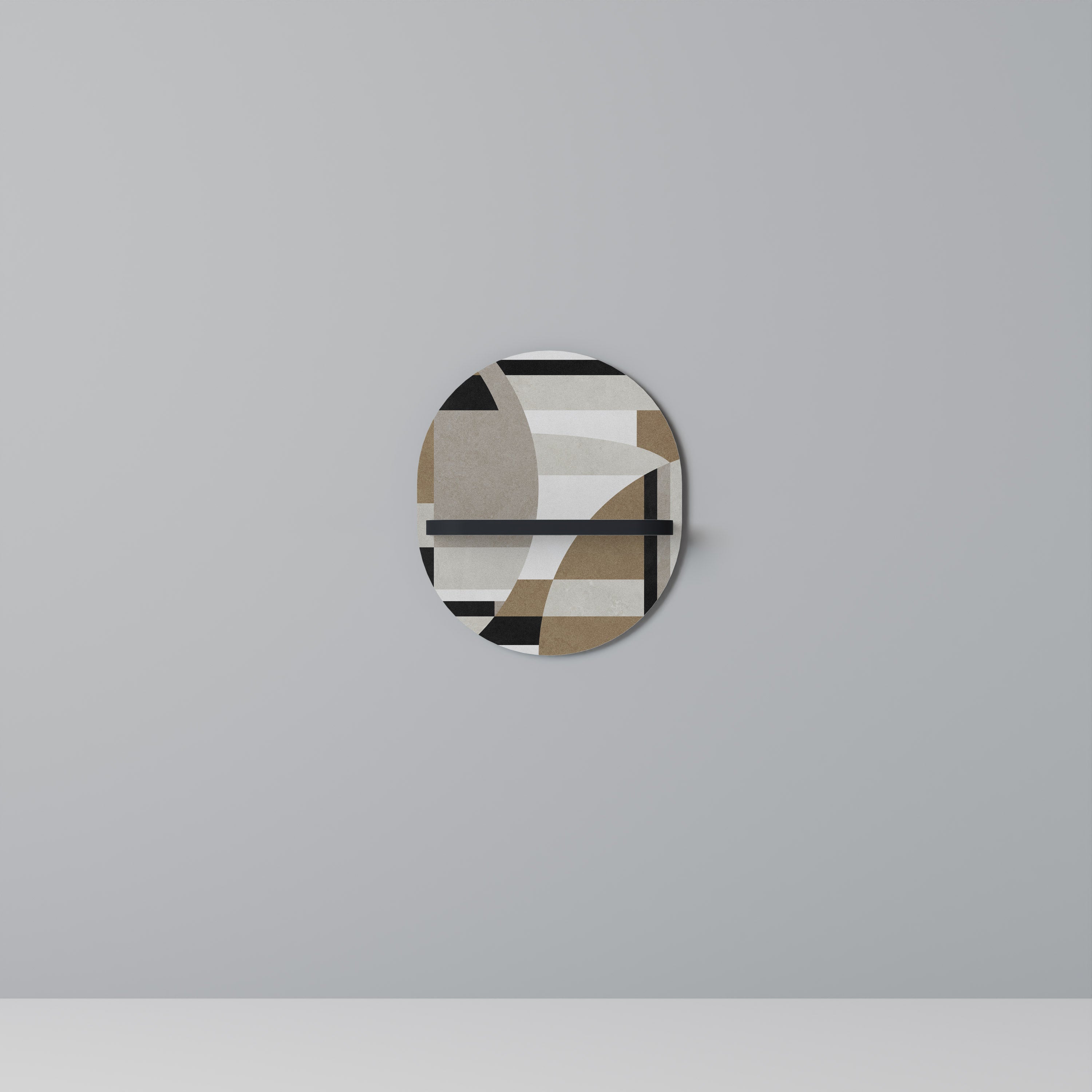 DELICATE MEMENTO Oval Art Shelf In Black Finish