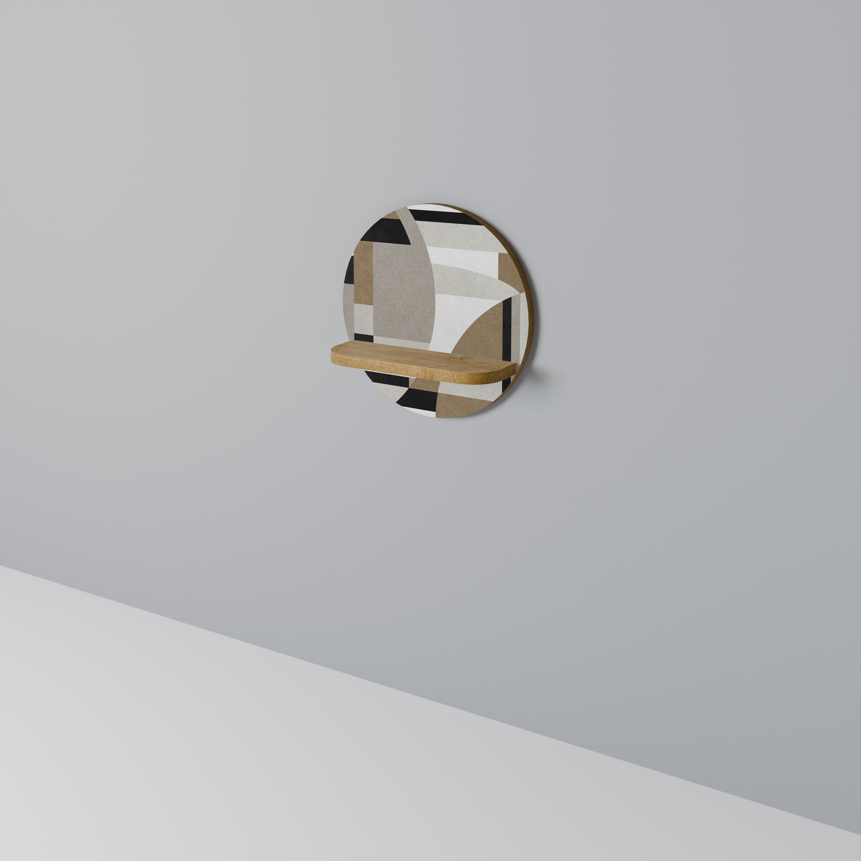 Étagère d'art ronde DELICATE MEMENTO effet chêne