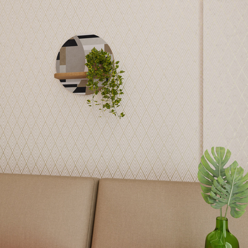 Étagère d'art ronde DELICATE MEMENTO effet chêne