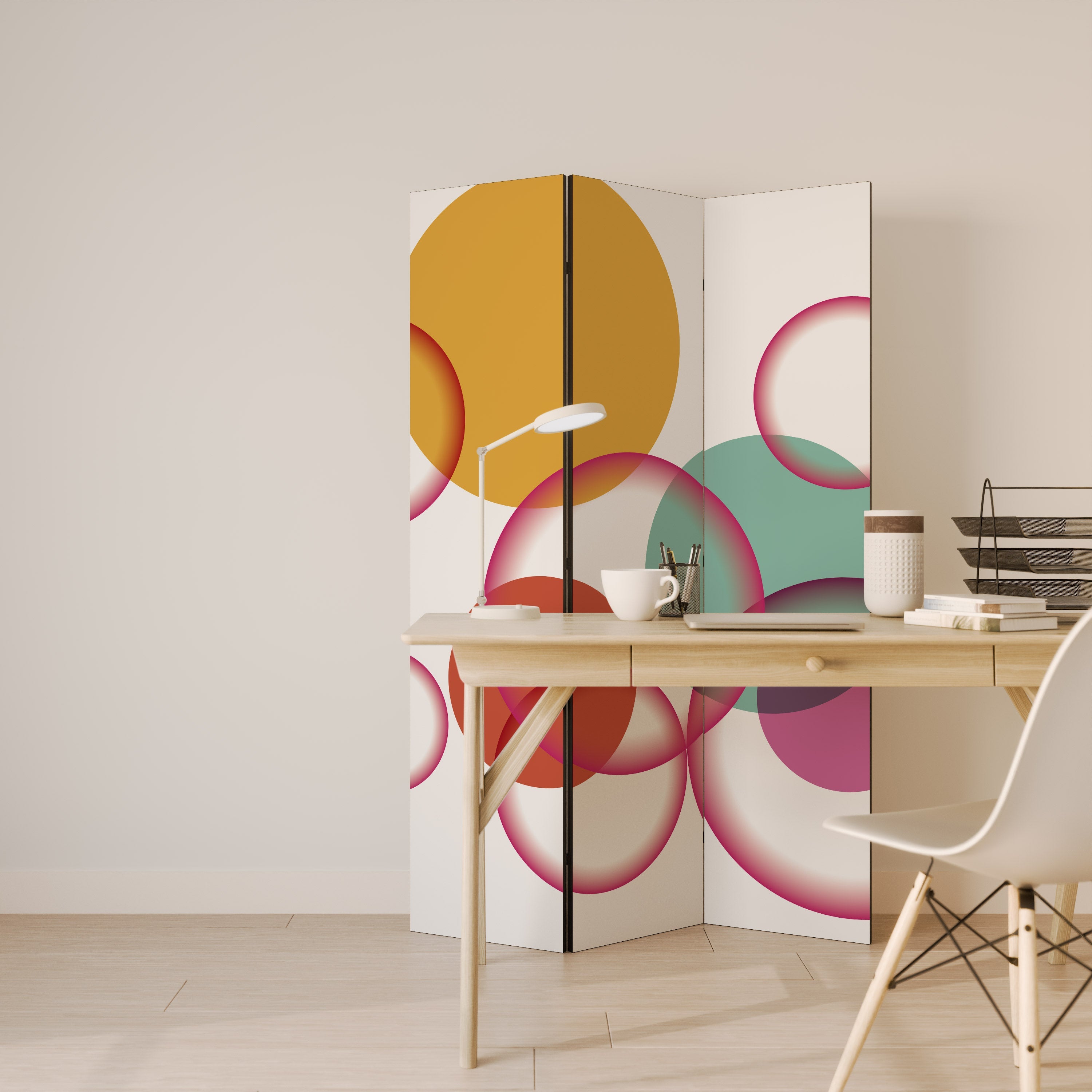 BUBBLE WISH Decorative 3-Panel Room Divider