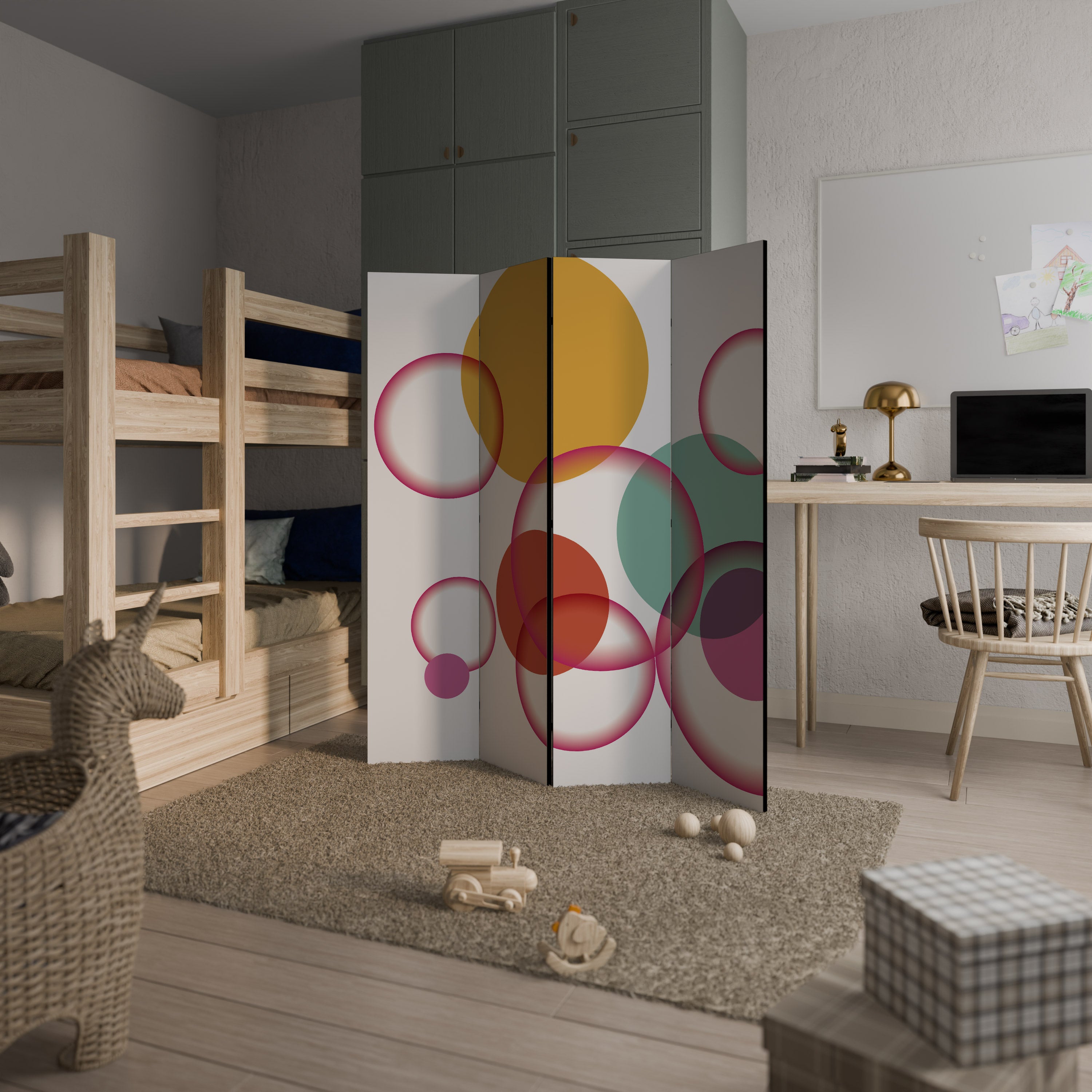 BUBBLE WISH Decorative 4-Panel Room Divider
