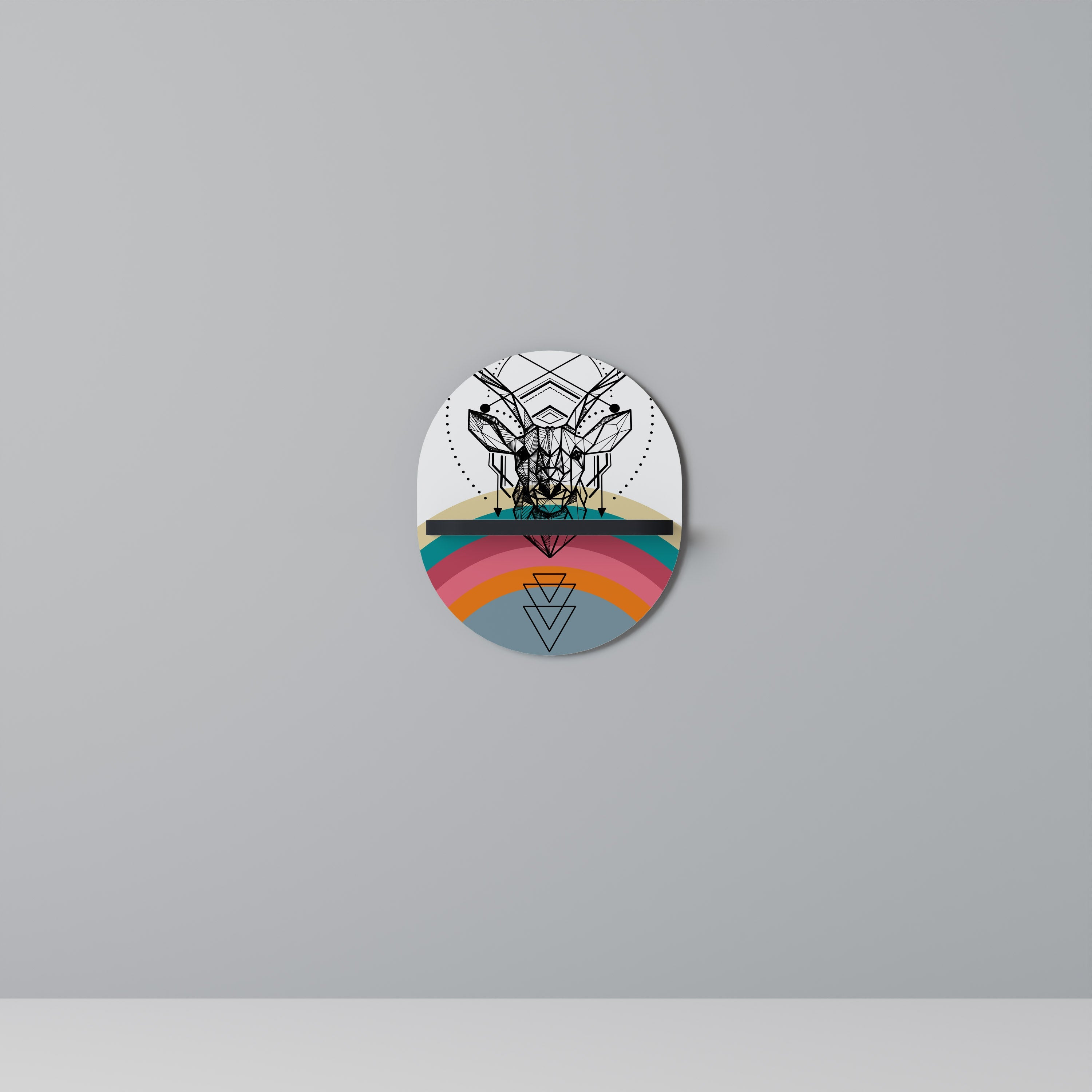 DEER OF COLOR Oval Art Shelf In Black Finish