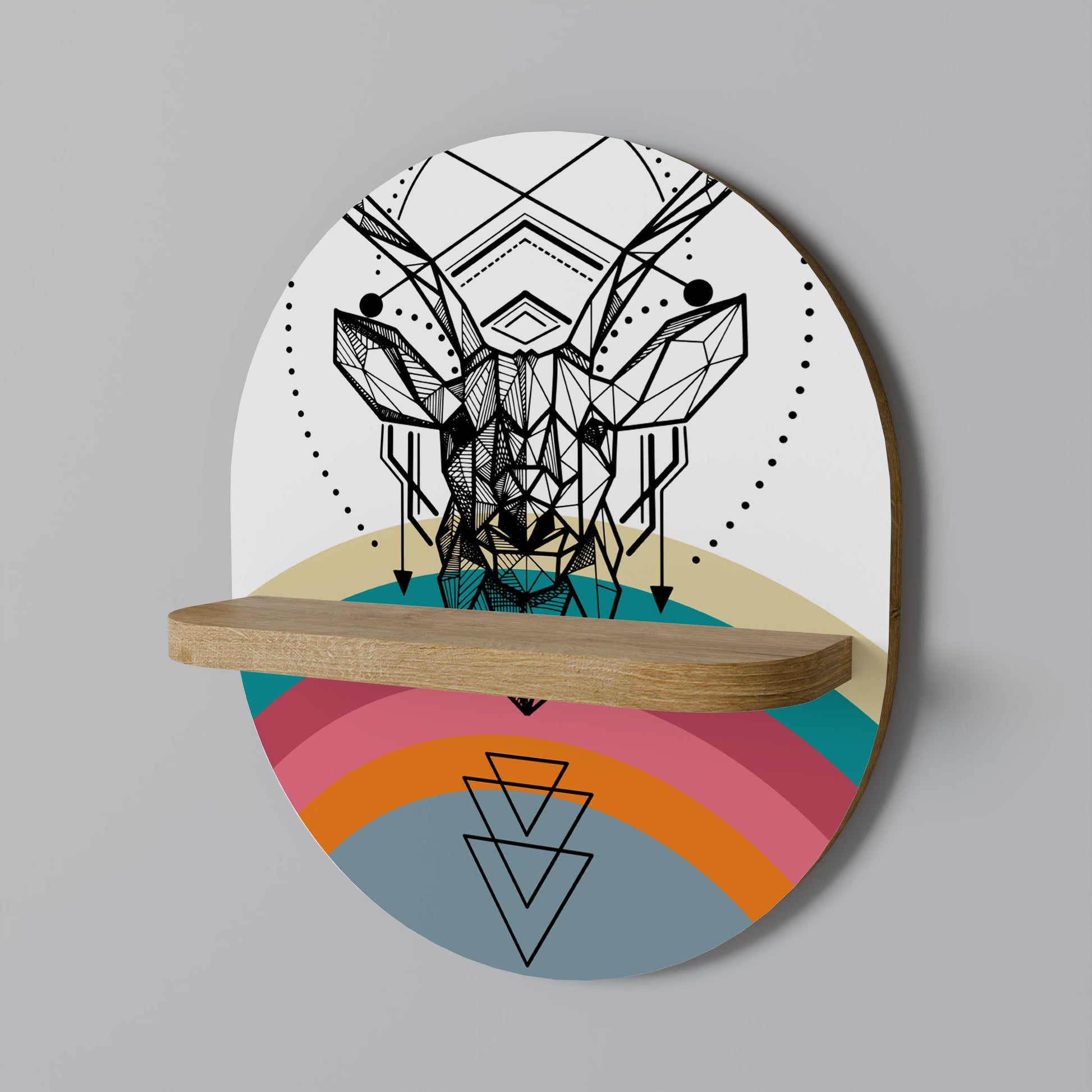 DEER OF COLOR Oval Art Shelf In Oak Effect