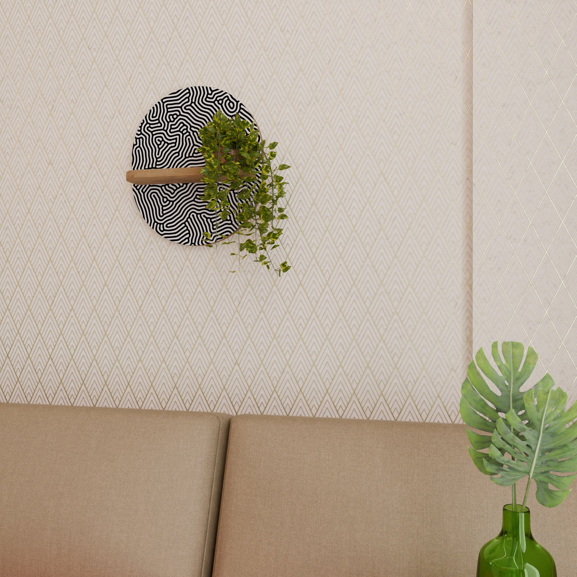 Étagère ovale LIVING DOT effet chêne