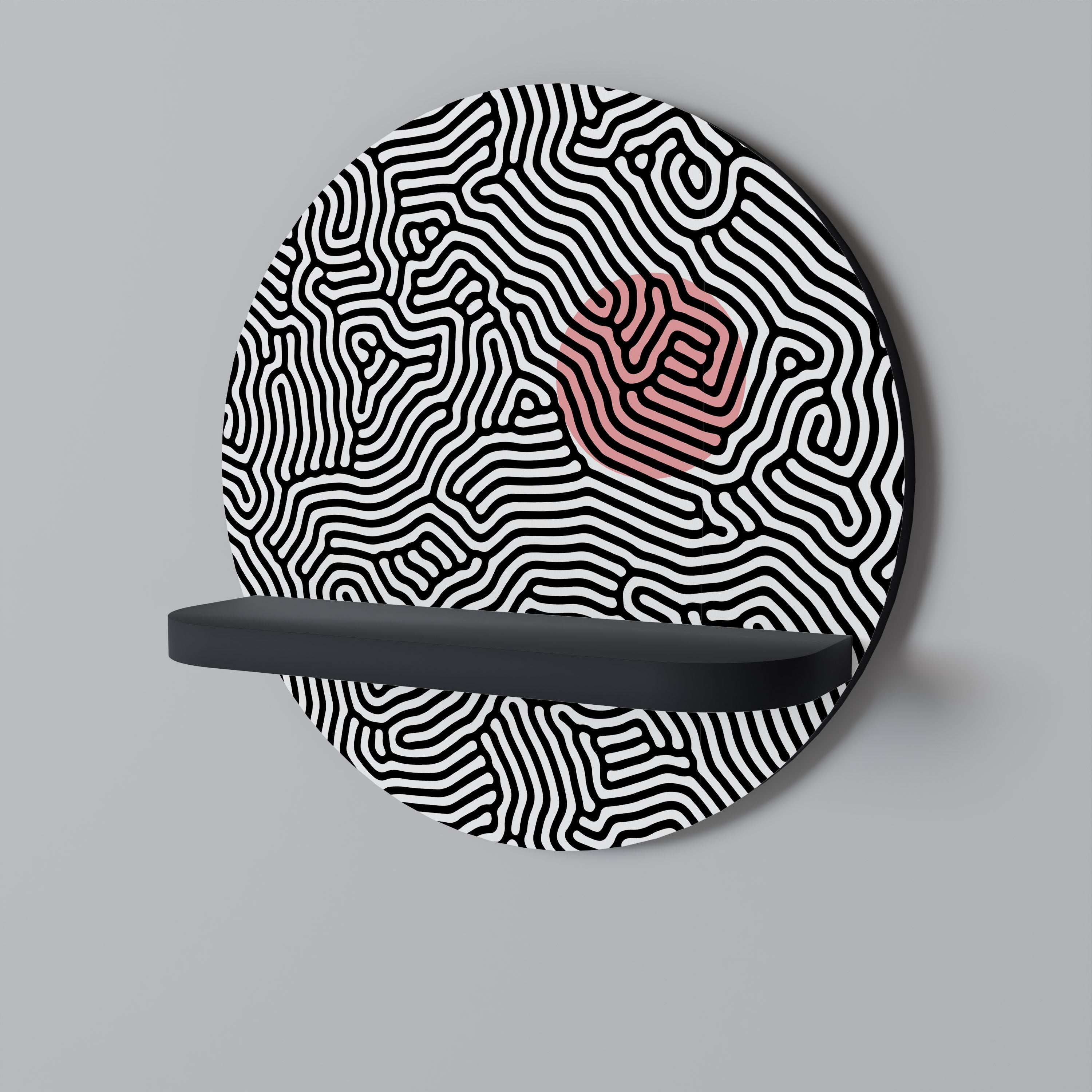 LIVING DOT Round Art Shelf In Black Finish