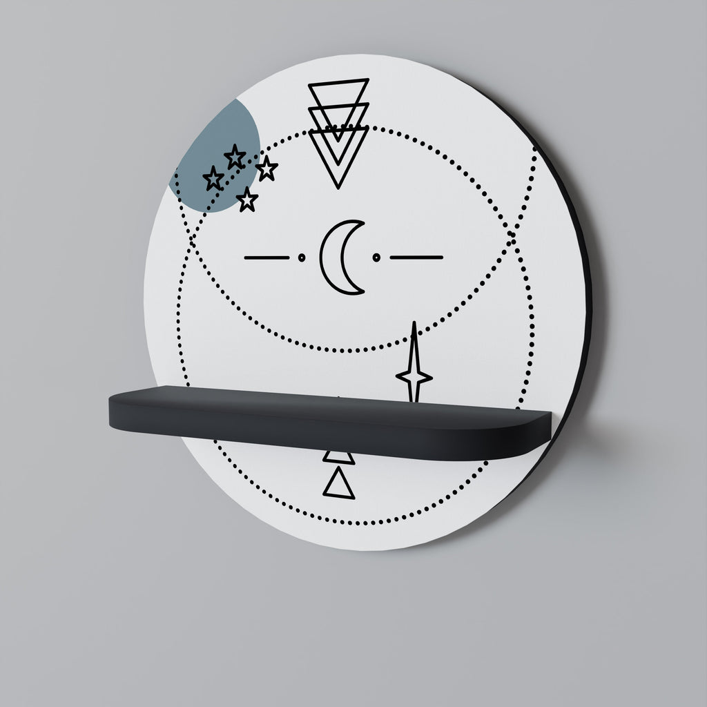 CELESTIAL BODY Round Art Shelf In Black Finish