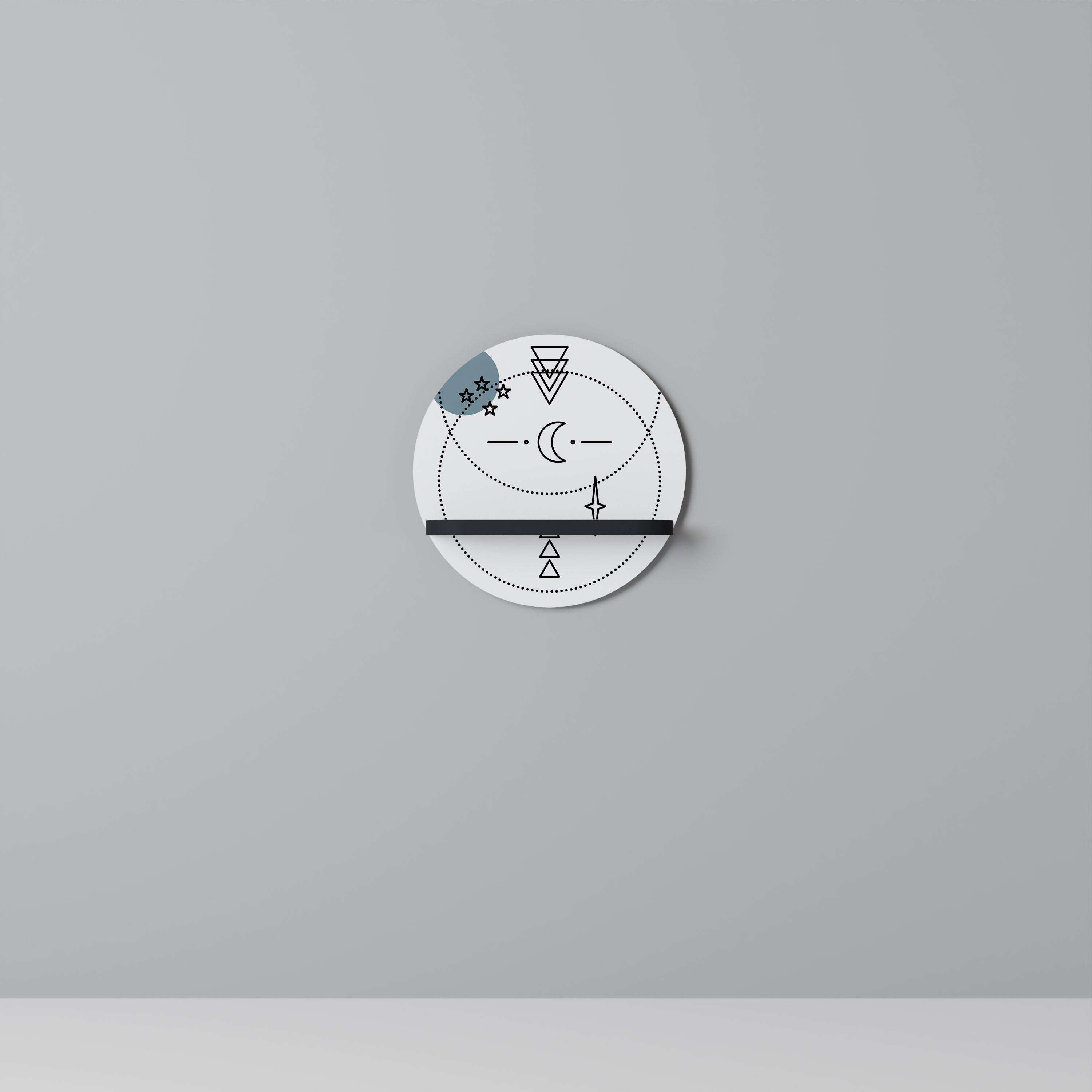 CELESTIAL BODY Round Art Shelf In Black Finish