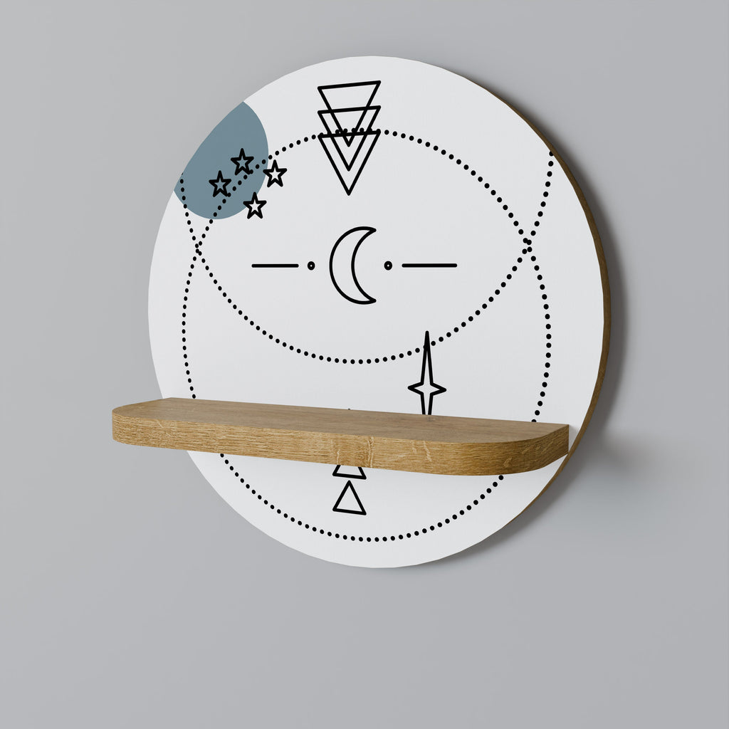 Étagère d'art ronde CELESTIAL BODY effet chêne