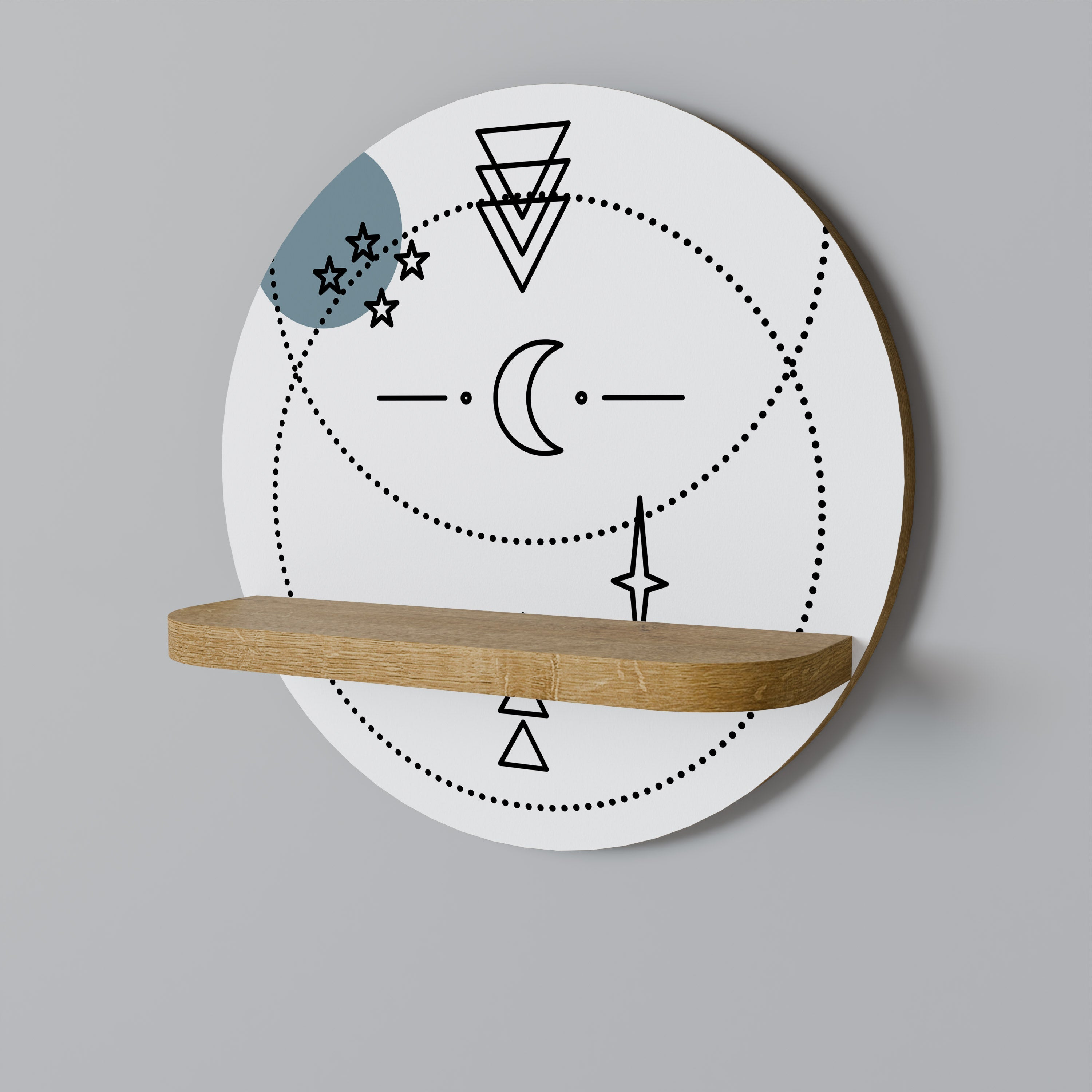 Étagère d'art ronde CELESTIAL BODY effet chêne