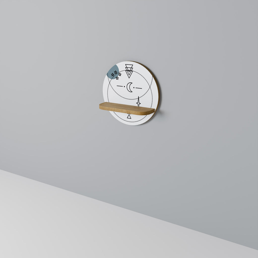 Étagère d'art ronde CELESTIAL BODY effet chêne