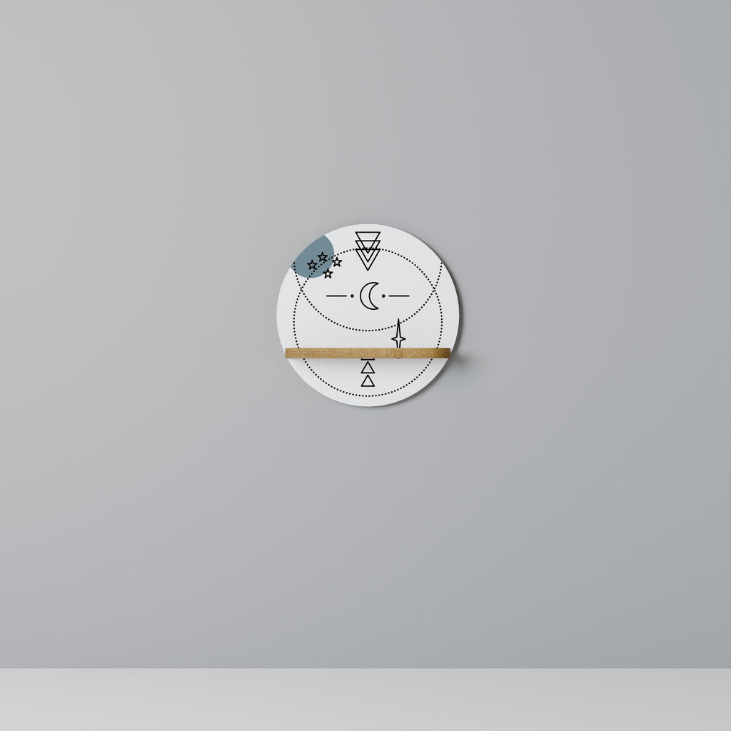 Étagère d'art ronde CELESTIAL BODY effet chêne