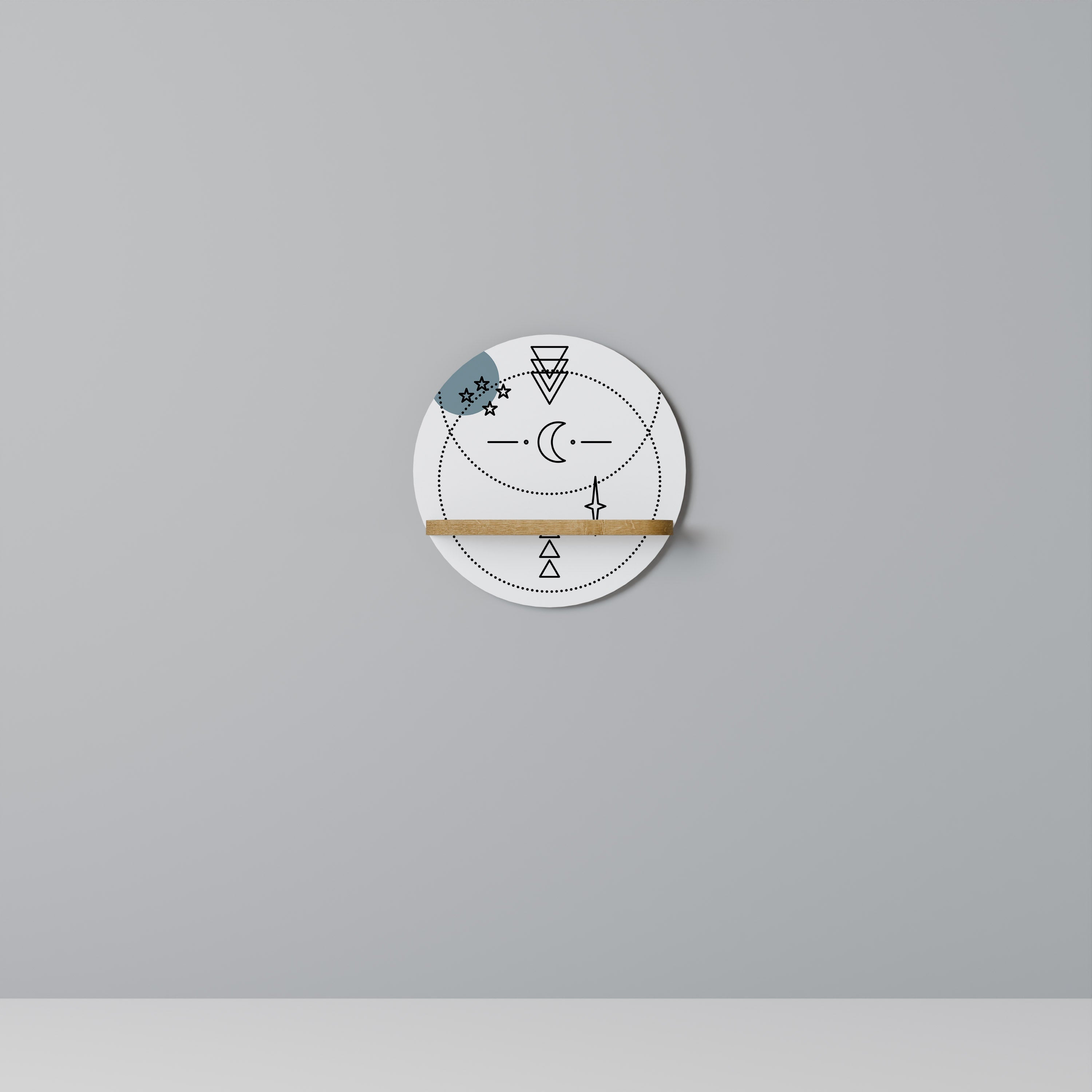 Étagère d'art ronde CELESTIAL BODY effet chêne