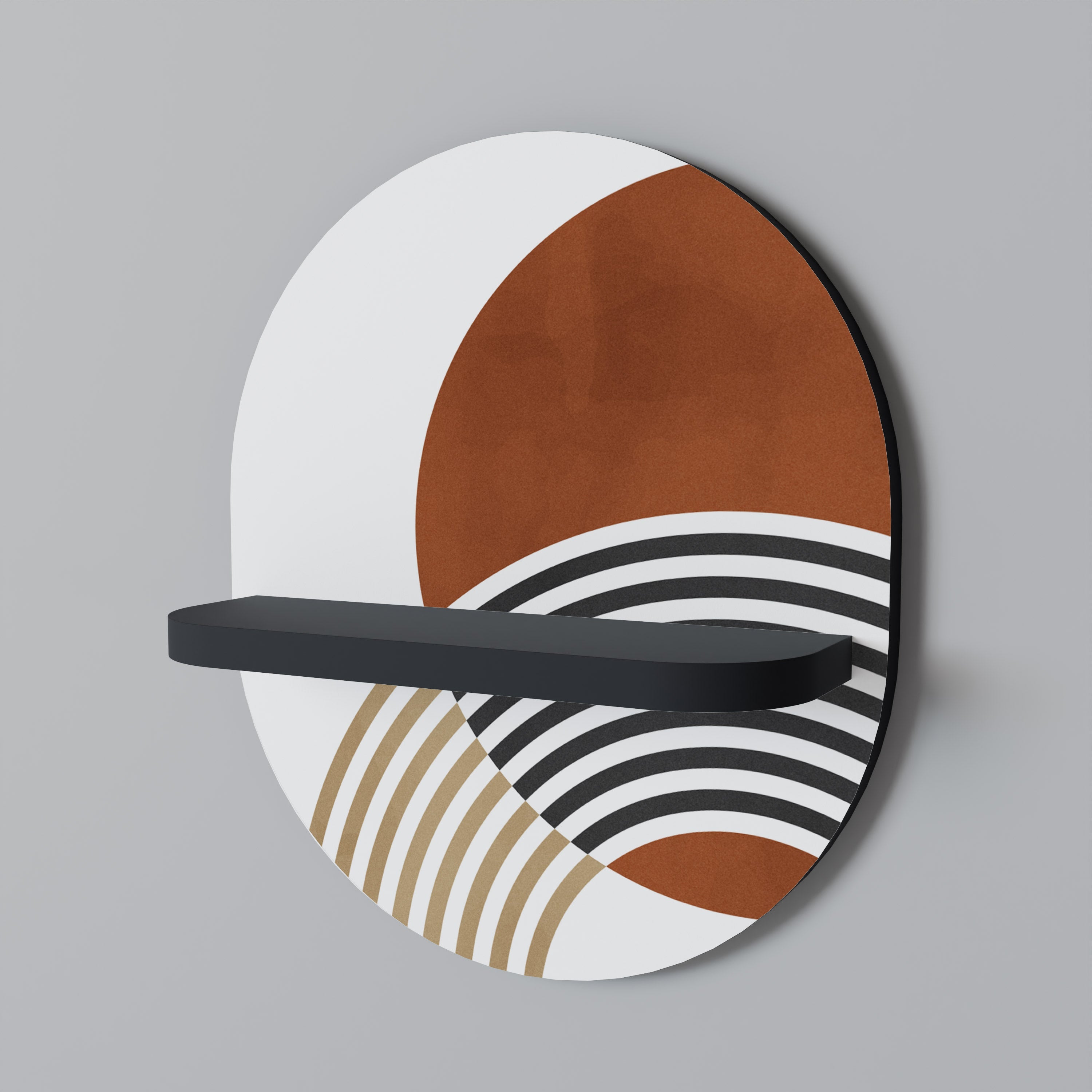 SPACE AROUND Oval Art Shelf In Black Finish