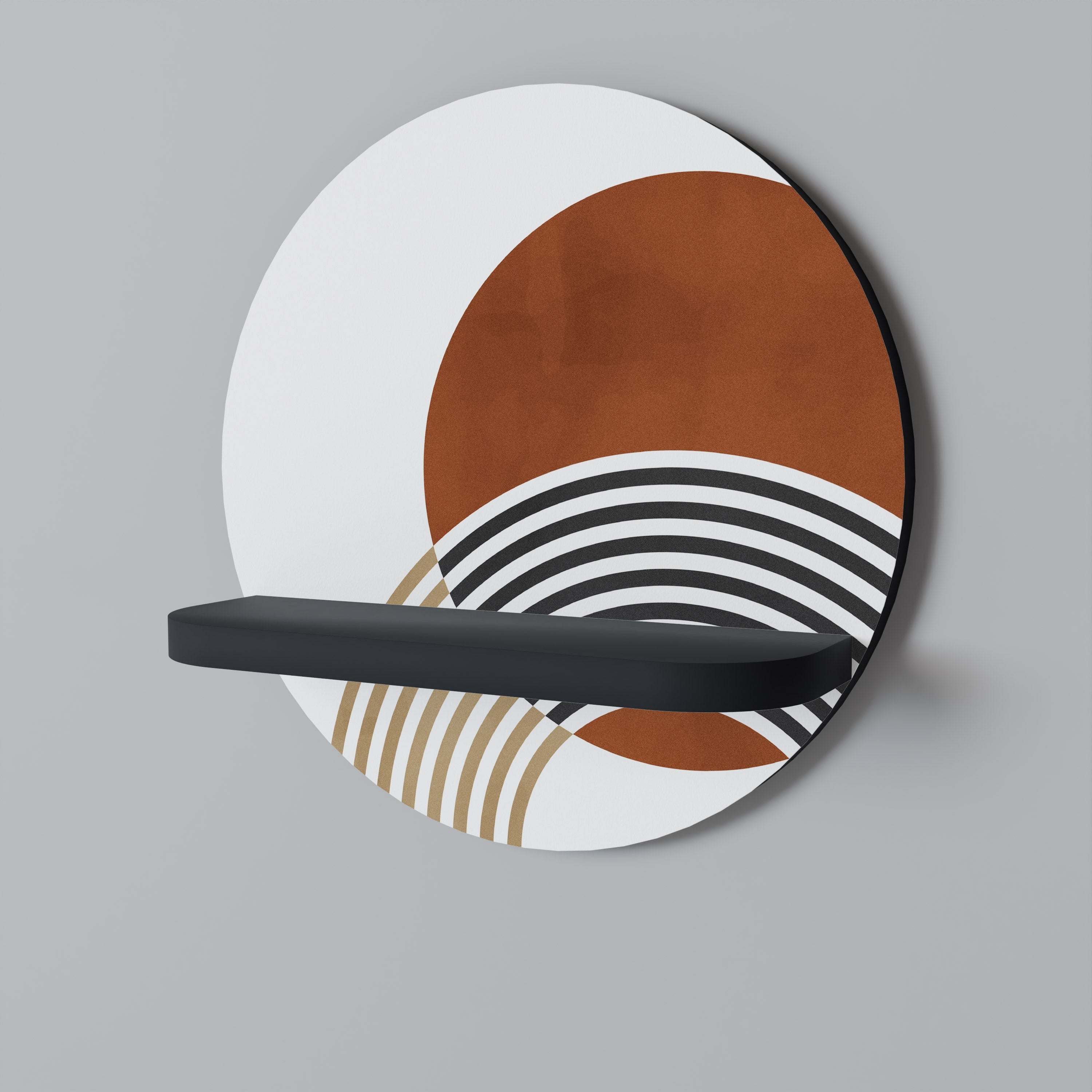 Étagère d'art ronde SPACE AROUND en finition noire