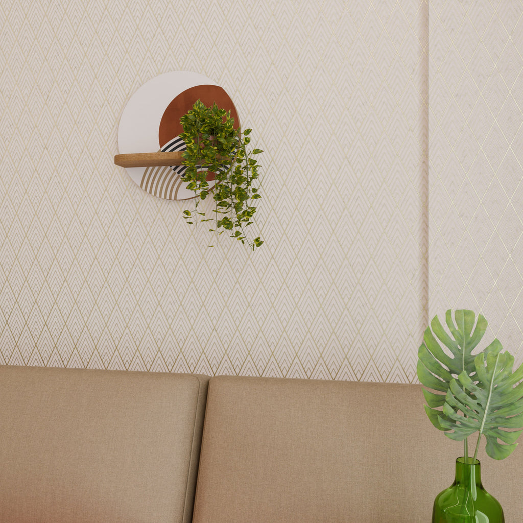 Étagère d'art ronde SPACE AROUND effet chêne