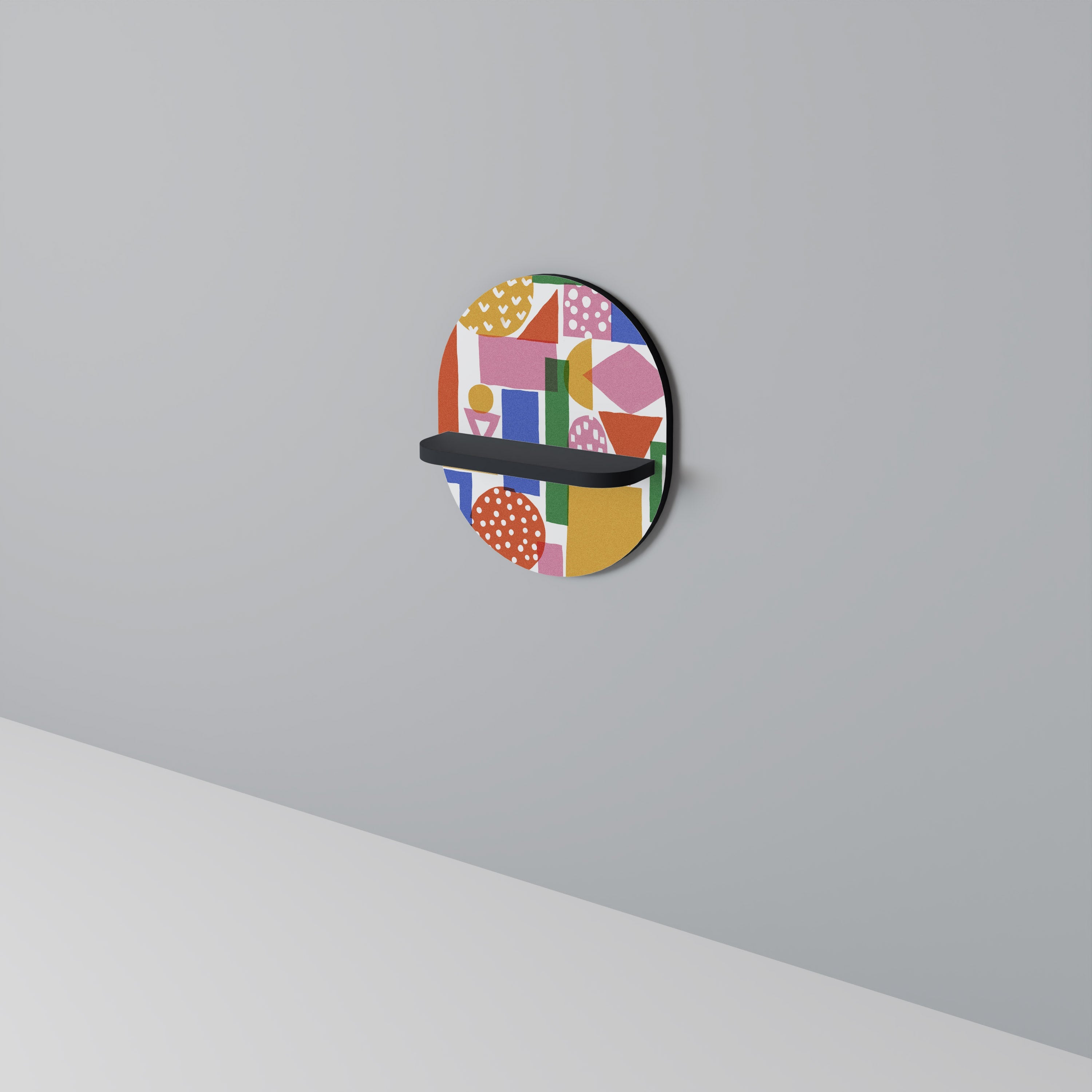 GEOMETRIC GLIMMER Oval Art Shelf In Black Finish