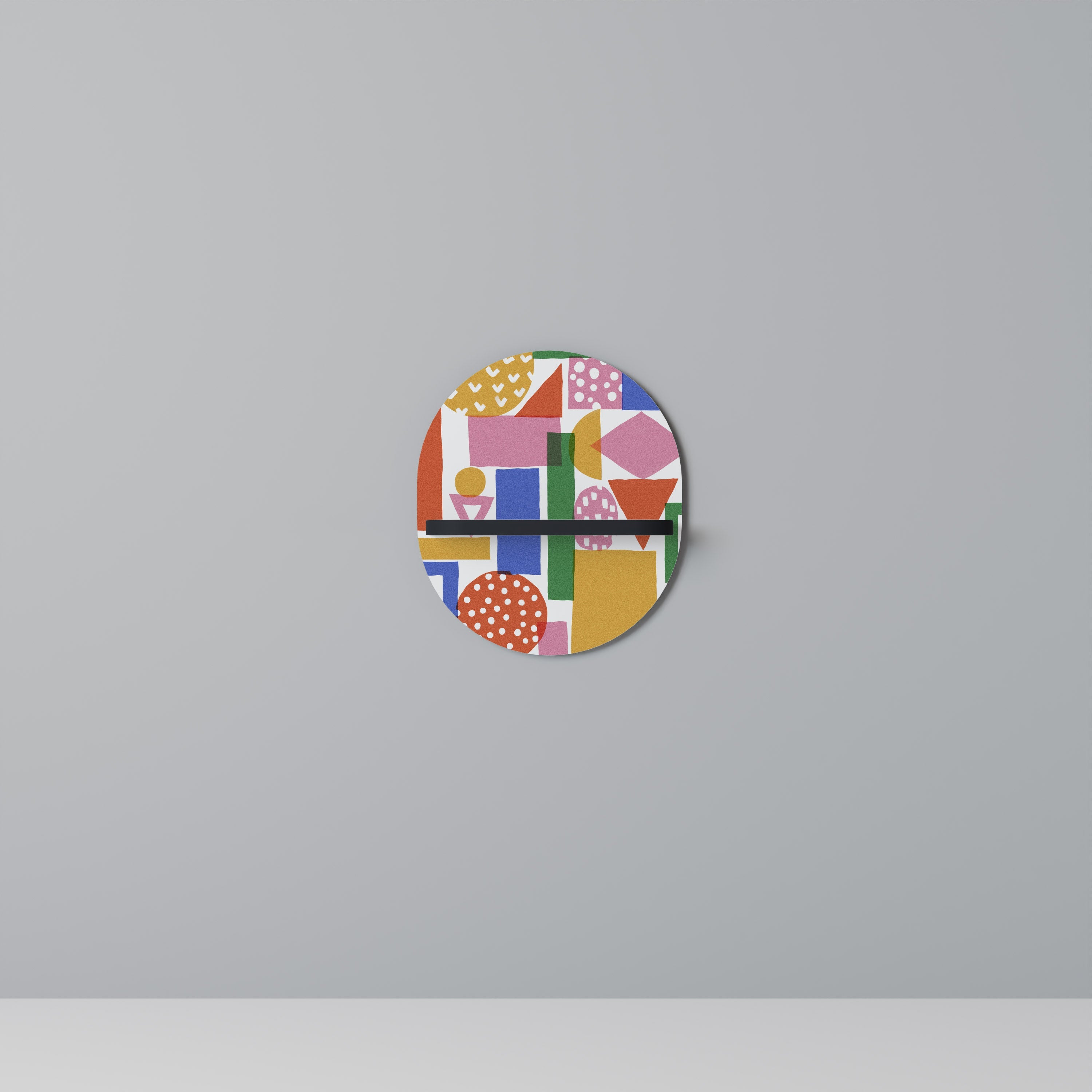 GEOMETRIC GLIMMER Oval Art Shelf In Black Finish