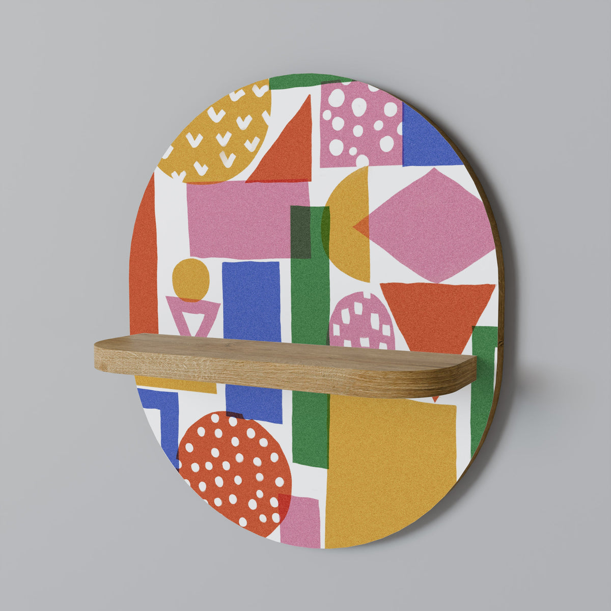 Étagère d'art ovale GEOMETRIC GLIMMER effet chêne