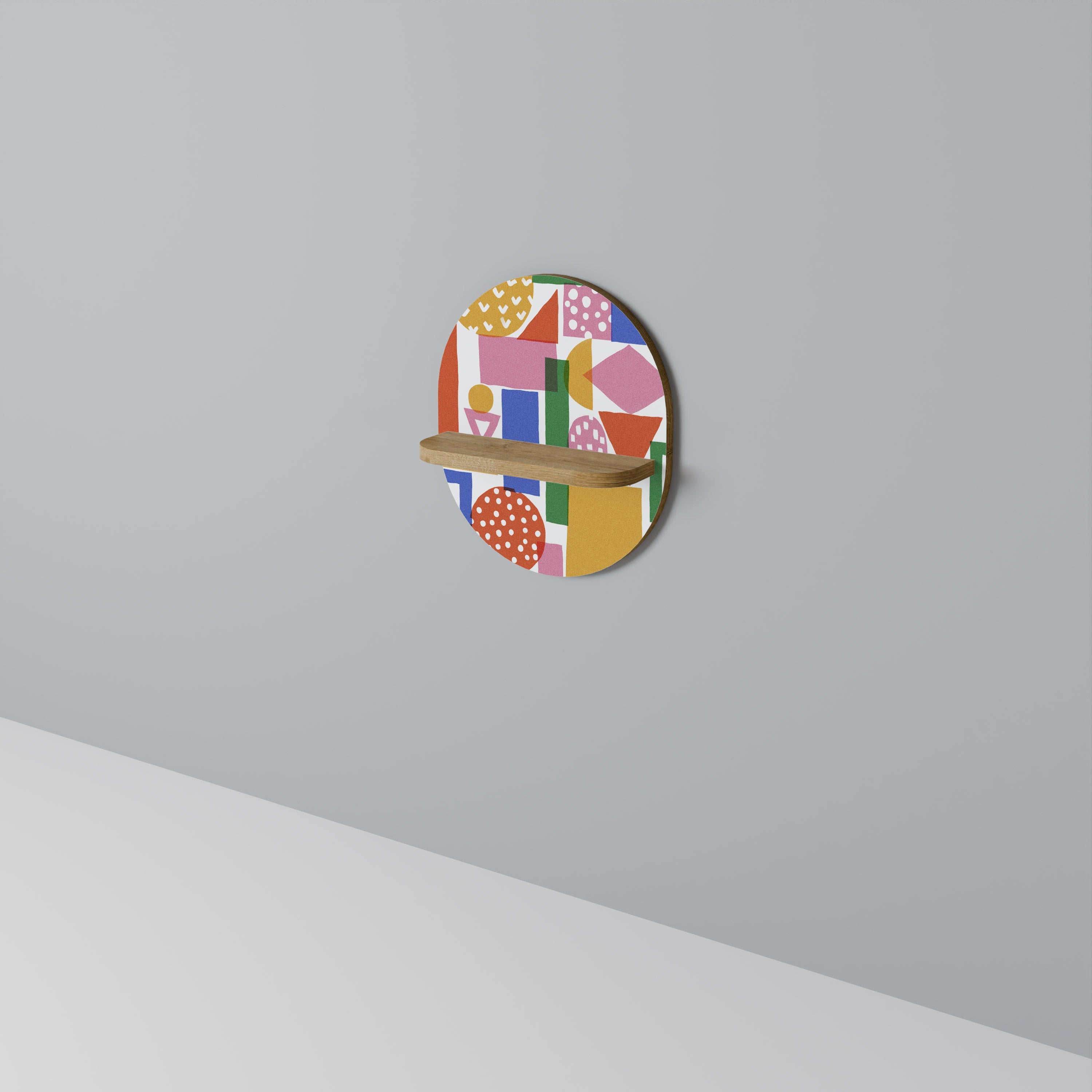 Étagère d'art ovale GEOMETRIC GLIMMER effet chêne