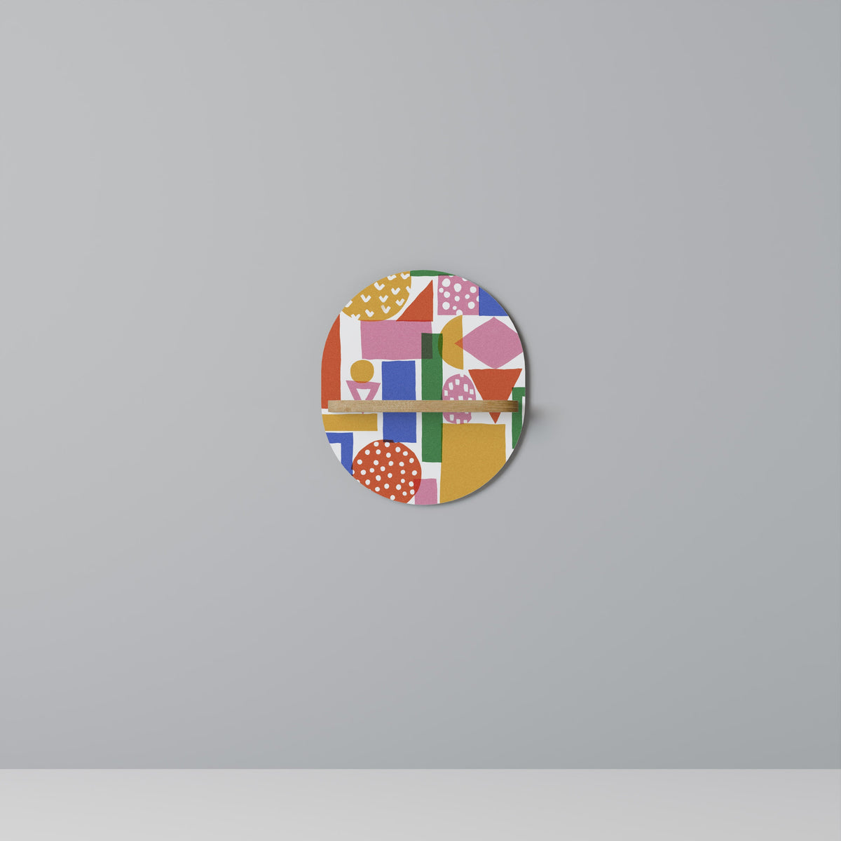 Étagère d'art ovale GEOMETRIC GLIMMER effet chêne