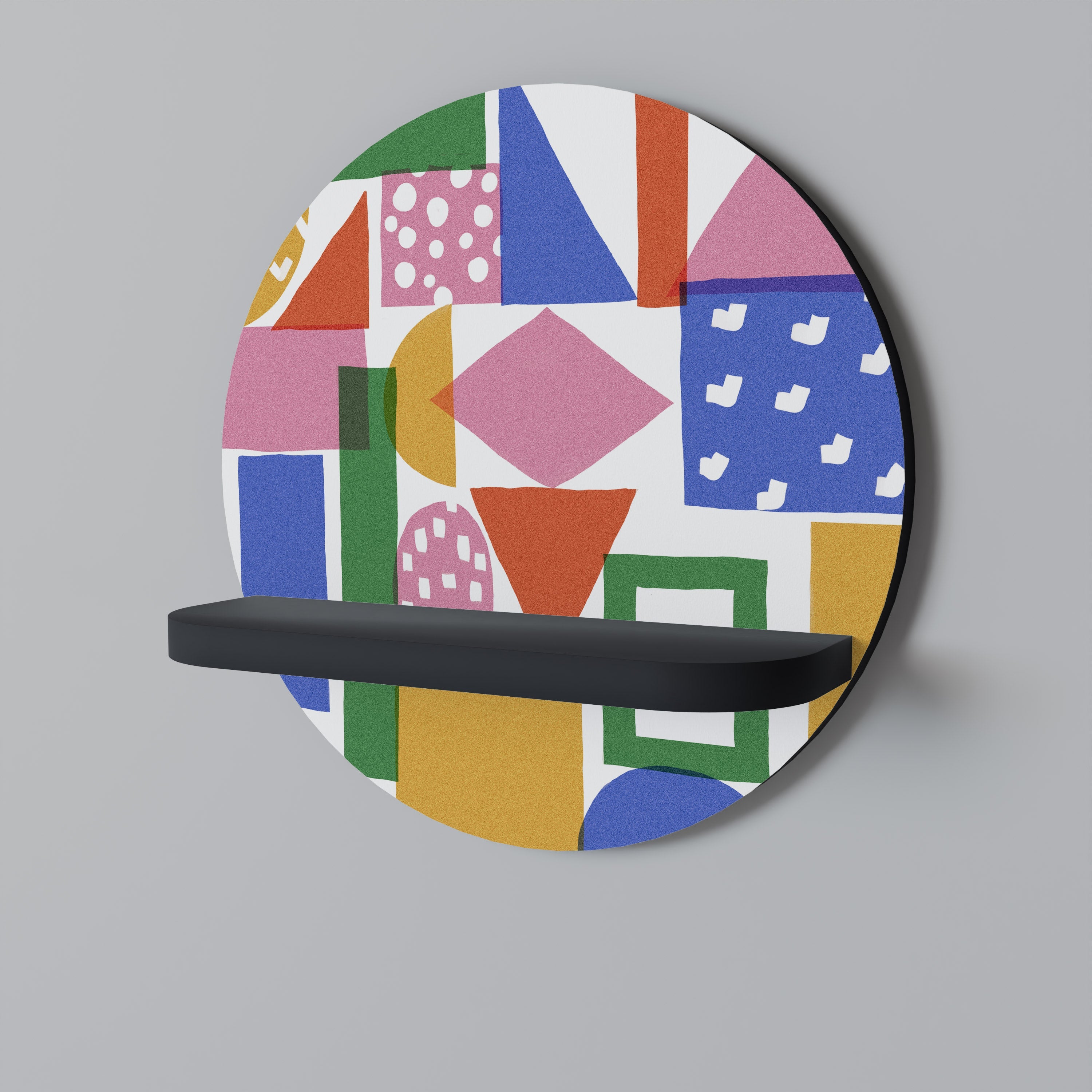 Étagère d'art ronde GEOMETRIC GLIMMER en finition noire